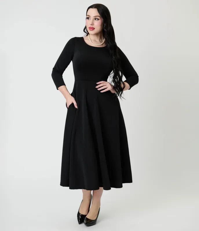 Black Knit Midi Dress sold by Unique Vintage