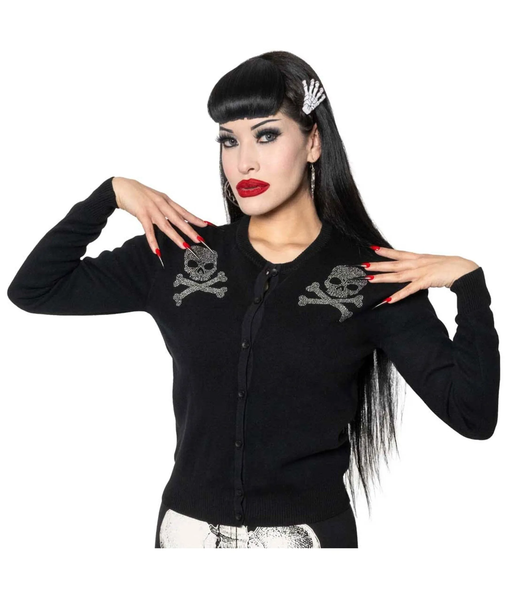 Black Skull Studded Cardigan sold by Unique Vintage