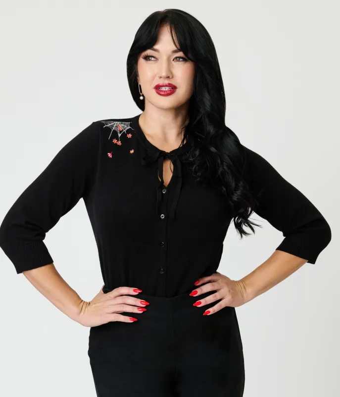 Royal Monk Black Spiderweb Cotton Cardigan sold by Unique Vintage