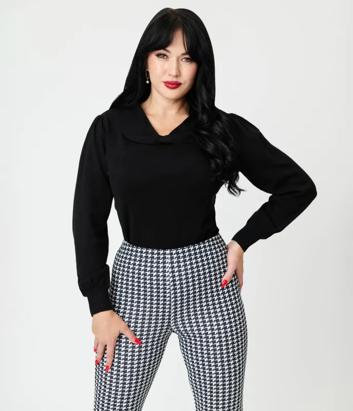 Royal Monk Black Bow Collar Betsy Sweater sold by Unique Vintage