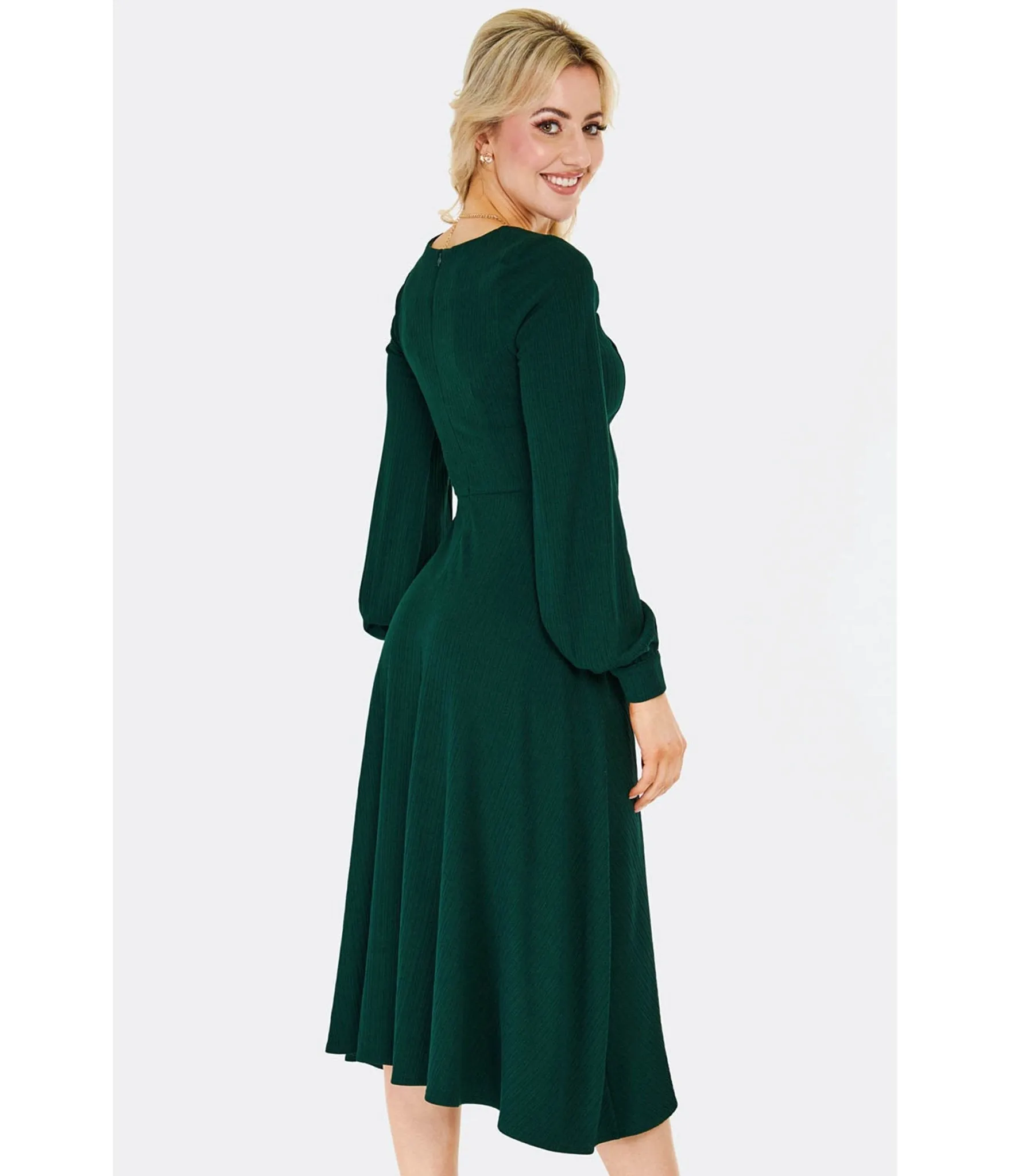 Voodoo Vixen Green Long Sleeve Swing Dress sold by Unique Vintage product image thumbnail 2