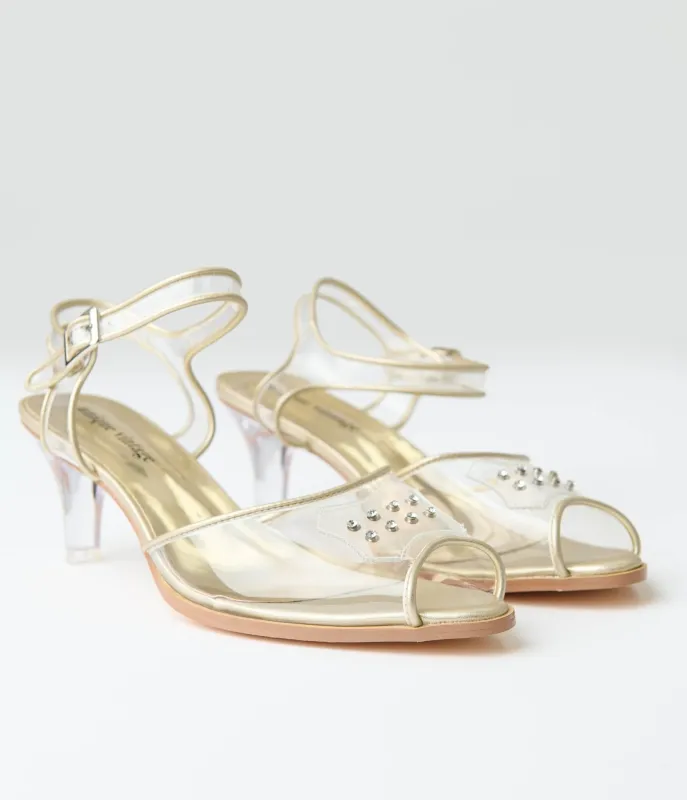 Unique Vintage 1940's Clear Rhinestone Kitten Heels made by Unique Vintage