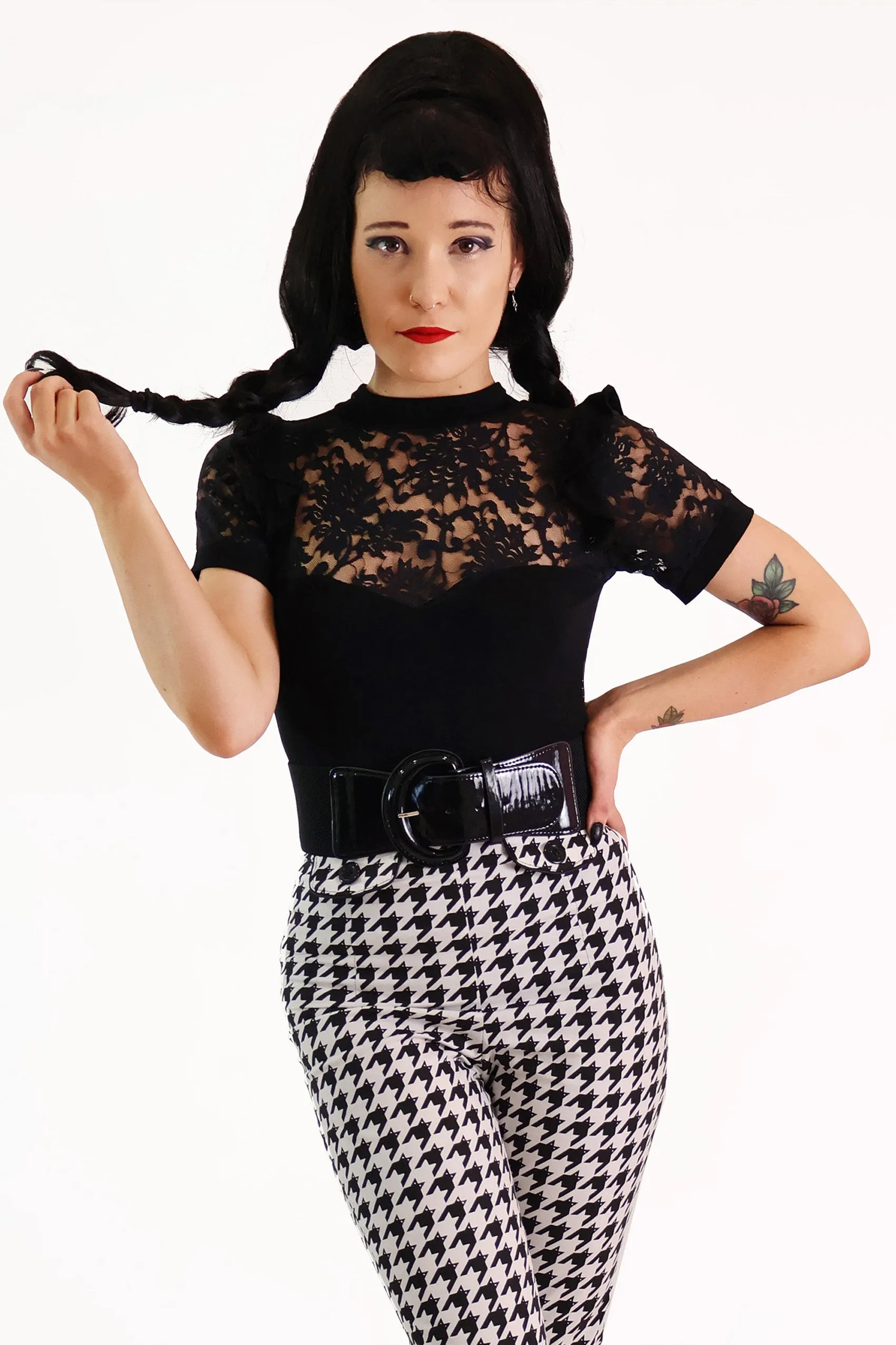 Bonsai Kitten Black Lace Top sold by Unique Vintage