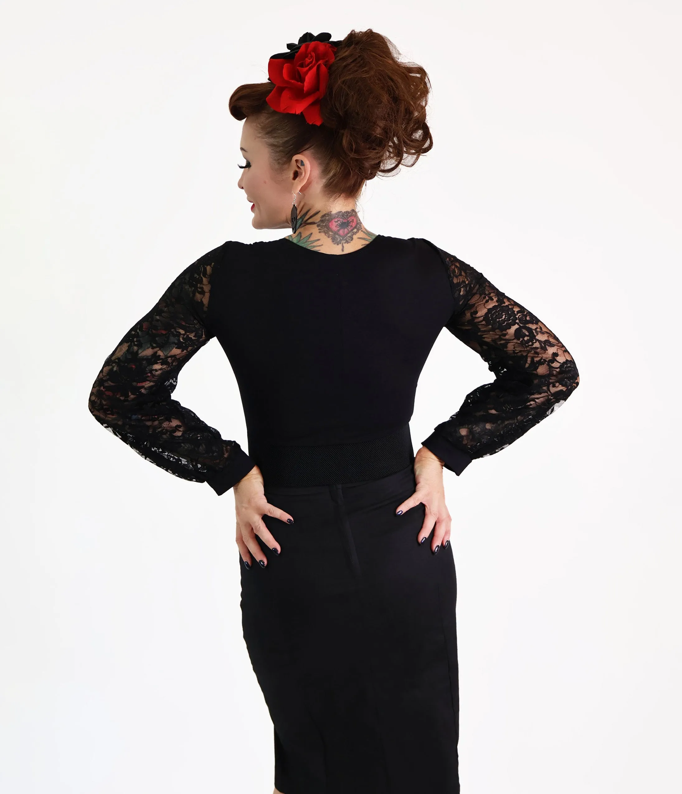 Bonsai Kitten Black Lace Long Sleeve Top sold by Unique Vintage product image thumbnail 2