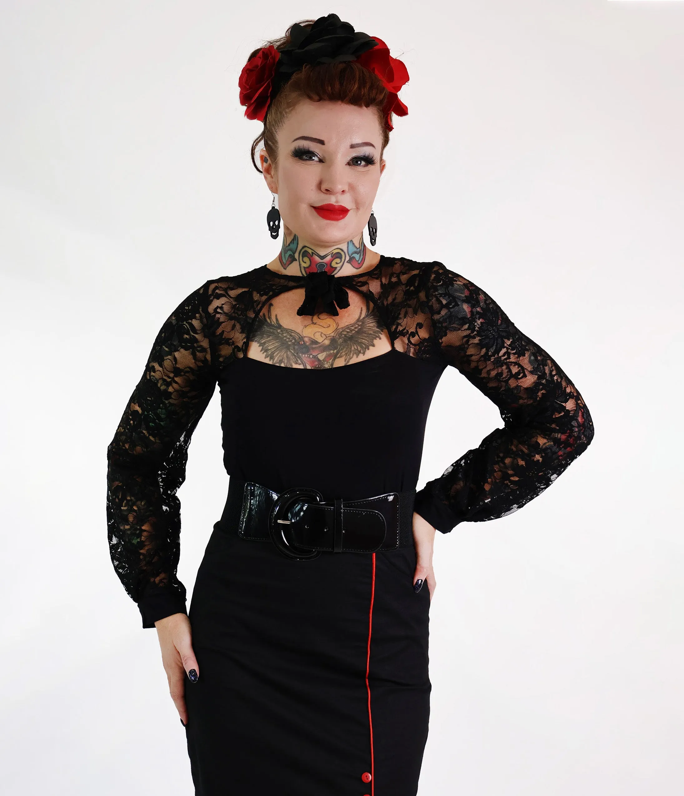 Bonsai Kitten Black Lace Long Sleeve Top sold by Unique Vintage product image thumbnail 3