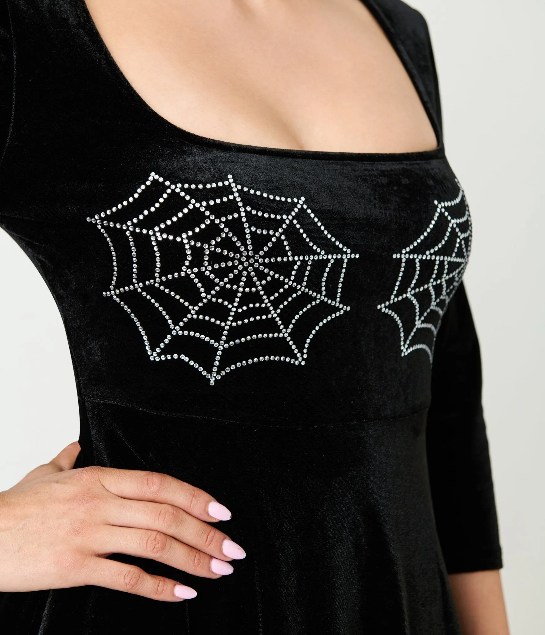 Unique Vintage Black Spiderweb Square Neck Swing Dress sold by Unique Vintage product image thumbnail 5