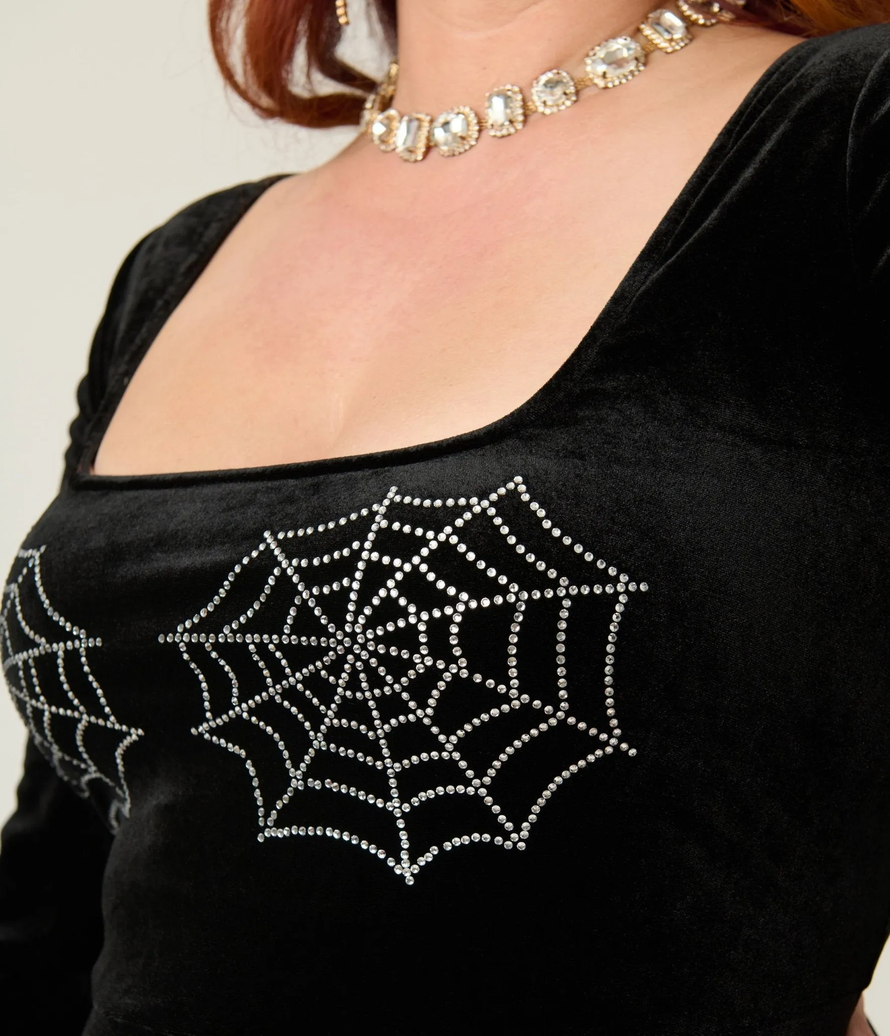 Unique Vintage Plus Size Black Spiderweb Square Neck Swing Dress sold by Unique Vintage product image thumbnail 5