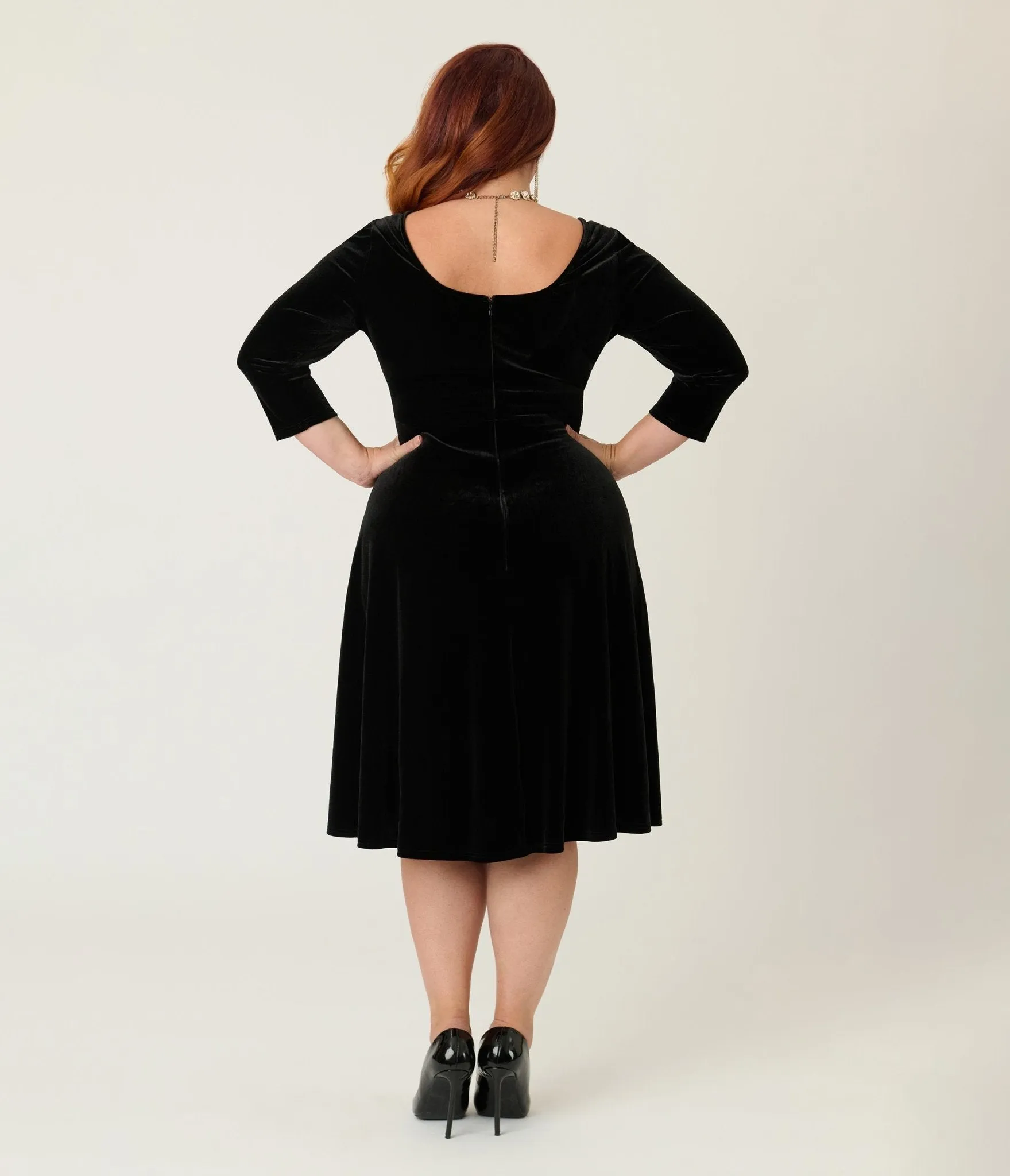 Unique Vintage Plus Size Black Spiderweb Square Neck Swing Dress sold by Unique Vintage product image thumbnail 2