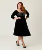 Unique Vintage Plus Size Black Spiderweb Square Neck Swing Dress sold by Unique Vintage