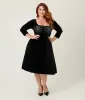 Unique Vintage Plus Size Black Spiderweb Square Neck Swing Dress sold by Unique Vintage