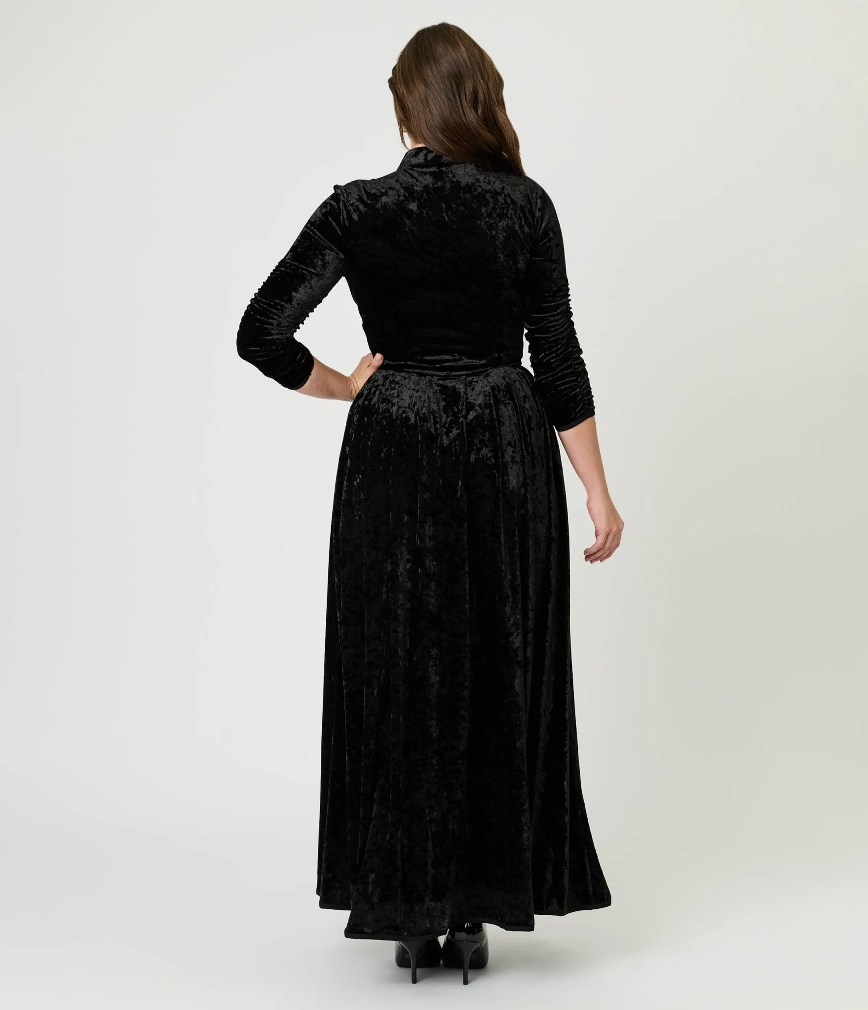 Unique Vintage Black Crushed Velvet Starlet Duster sold by Unique Vintage product image thumbnail 2