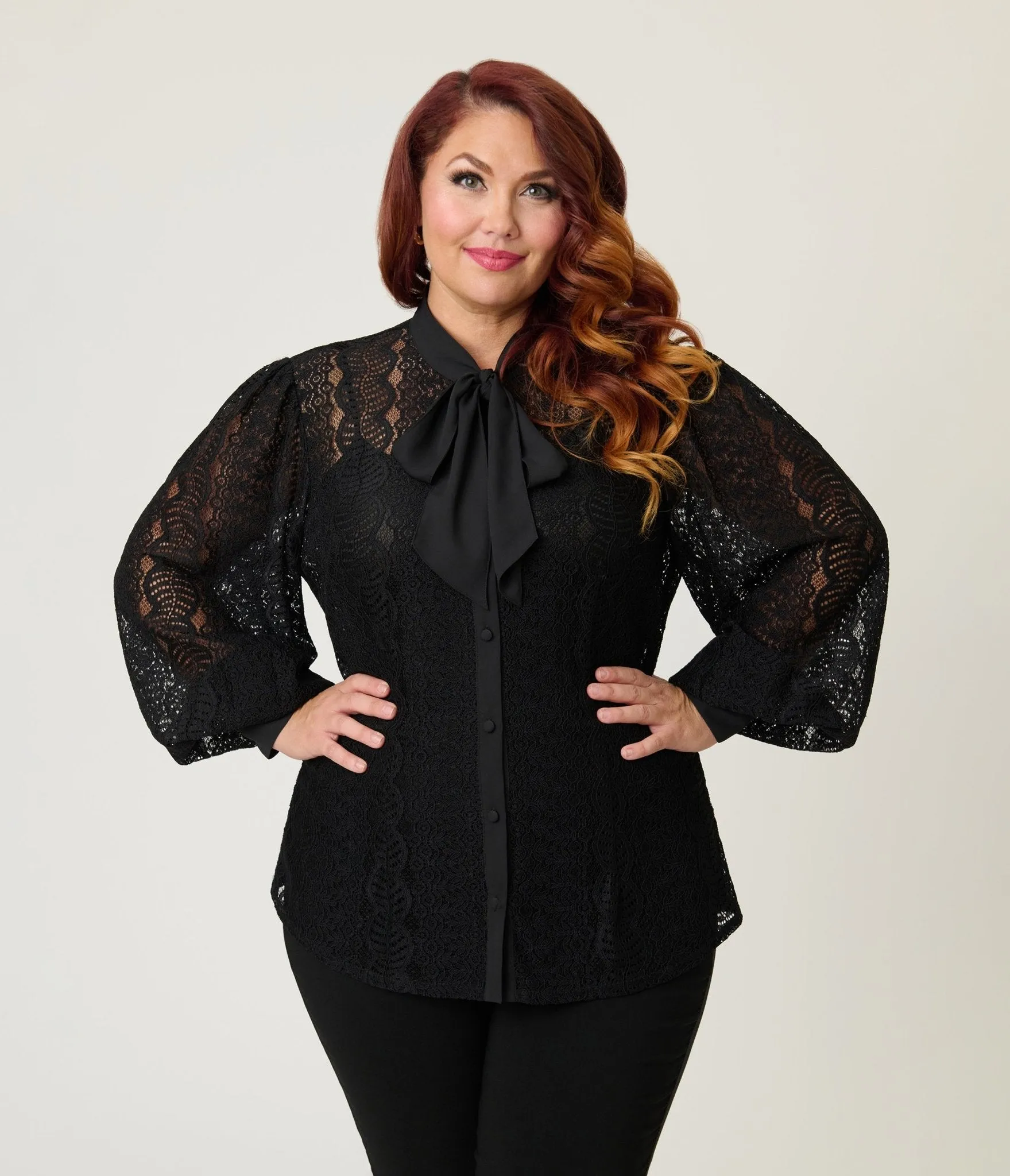 Unique Vintage Plus Size Black Lace Gwen Blouse sold by Unique Vintage product image thumbnail 3