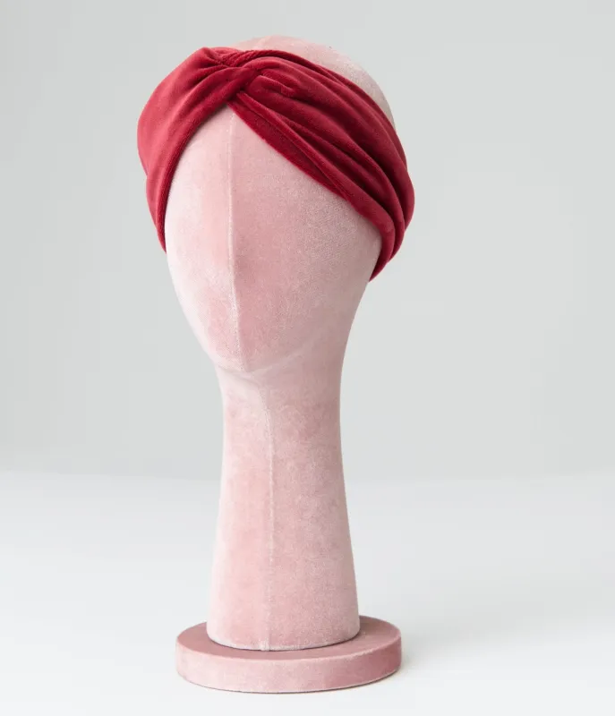 Wine Twisted Velvet Headband sold by Unique Vintage