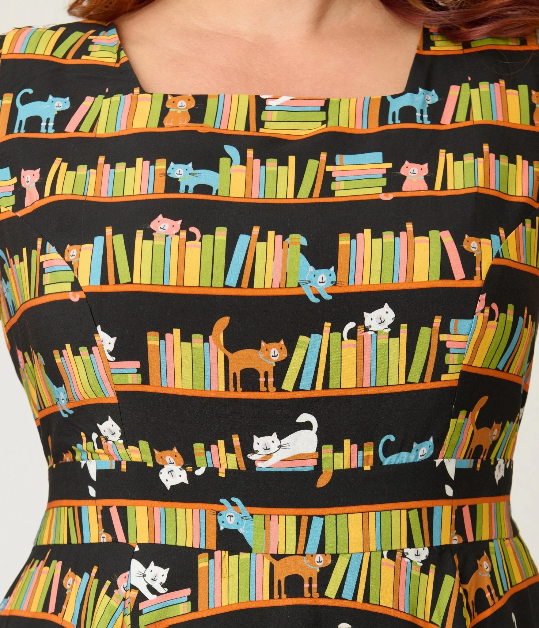 Magnolia Place Plus Size Bookshelf Cats Anna Swing Dress sold by Unique Vintage product image thumbnail 5
