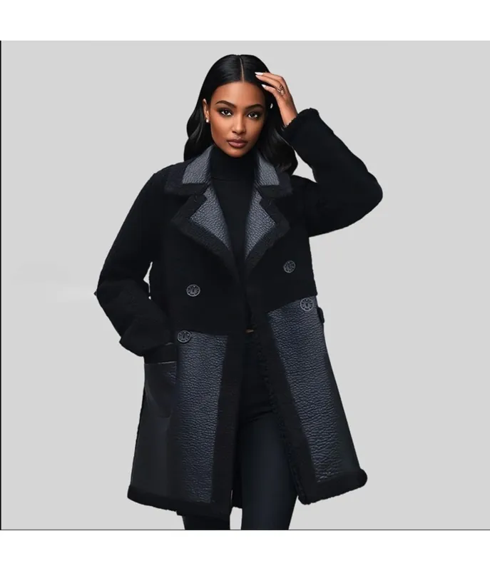 Black Reversible Faux Fur Lined Long Coat sold by Unique Vintage