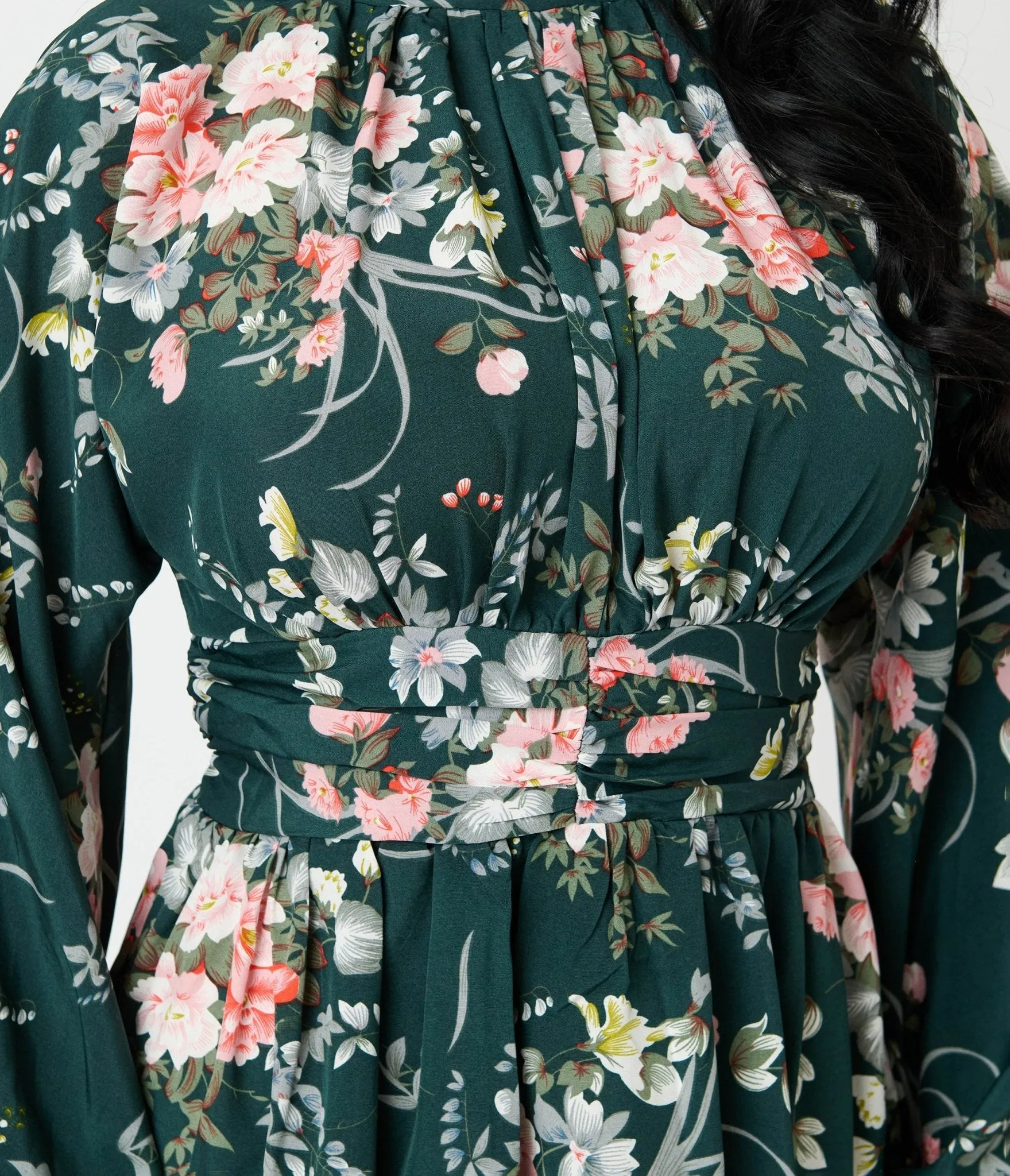 Green Floral Midi Dress sold by Unique Vintage product image thumbnail 5