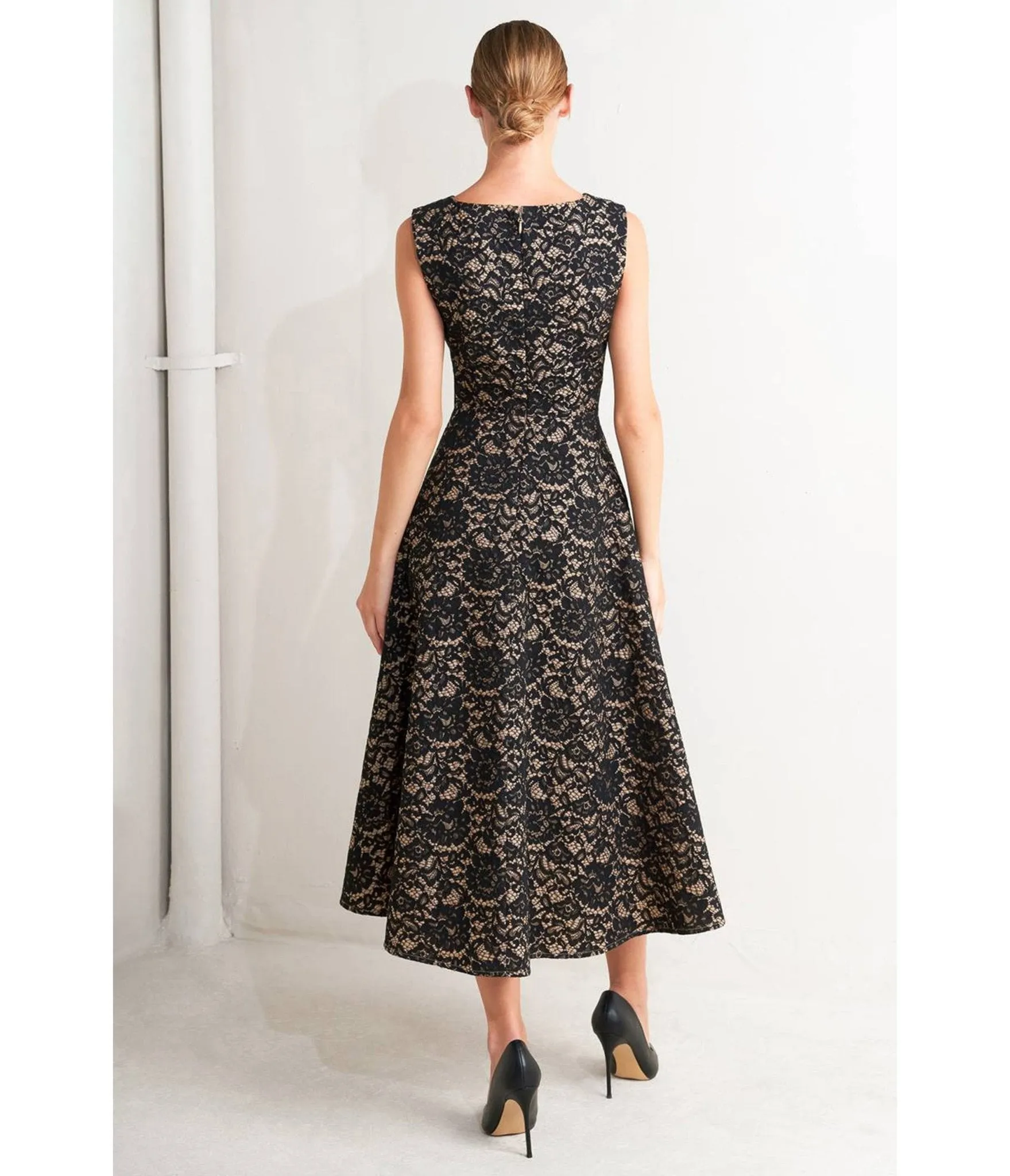 Black Lace Woven Midi Dress sold by Unique Vintage product image thumbnail 2