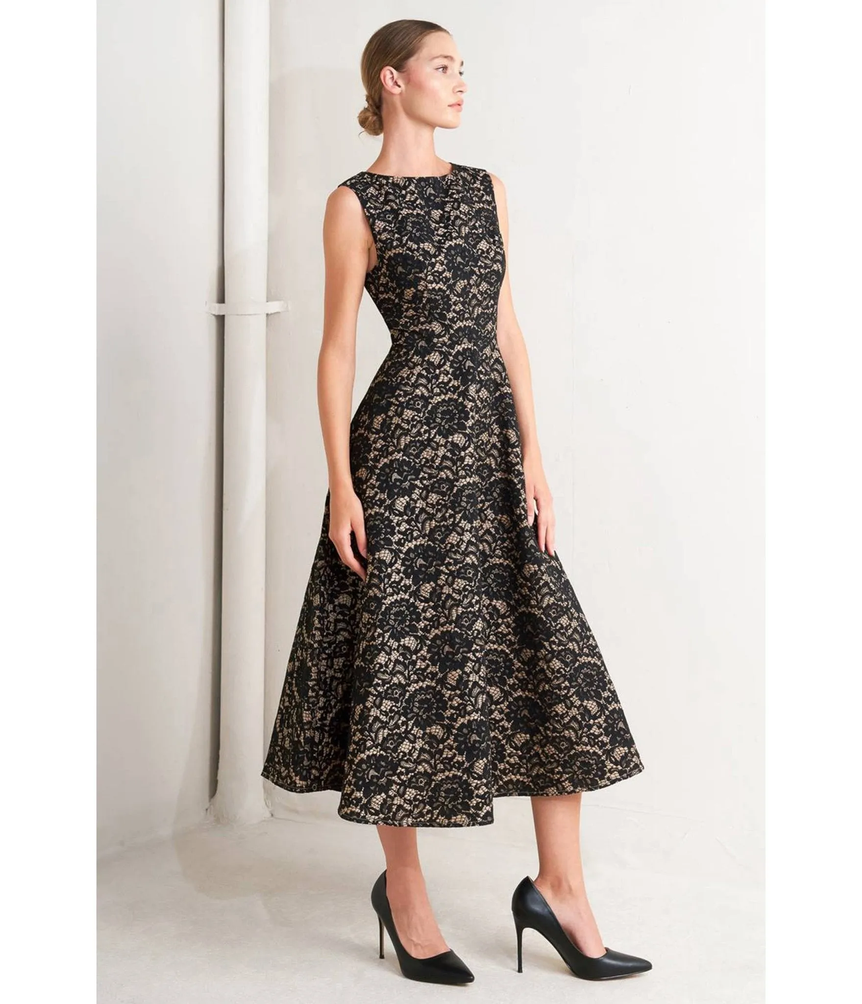Black Lace Woven Midi Dress sold by Unique Vintage product image thumbnail 3