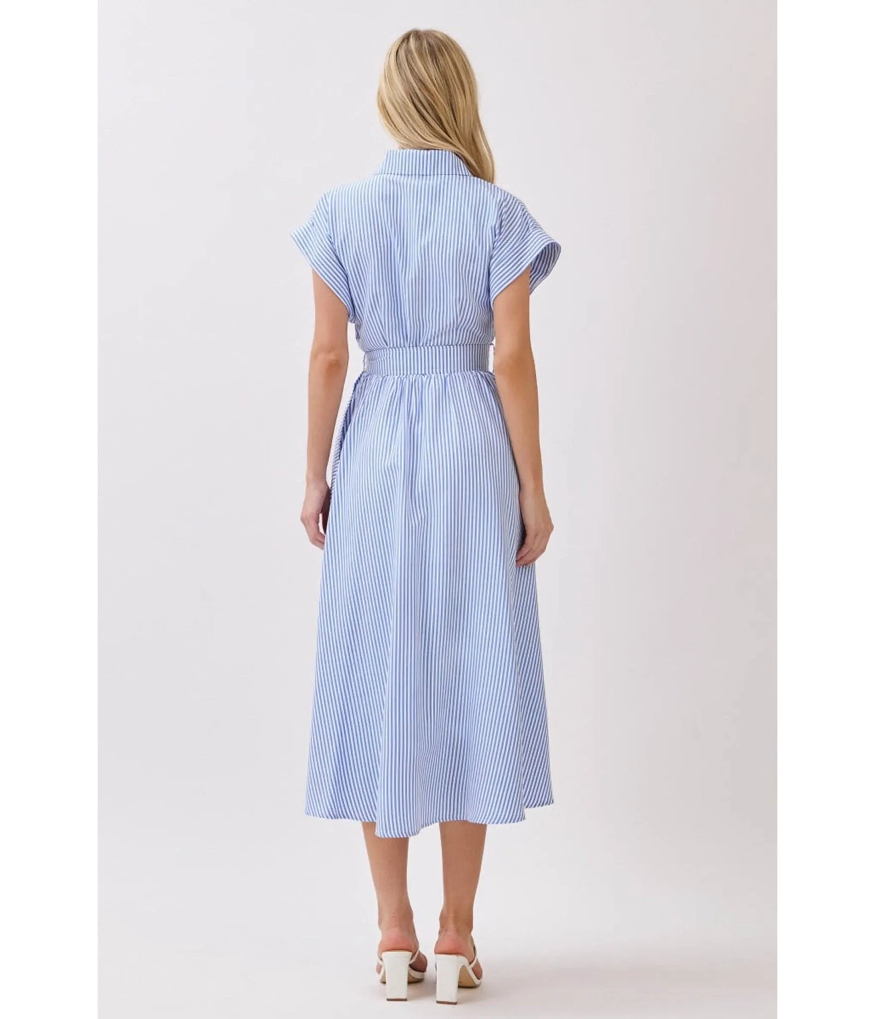 Blue & White Pinstripe Midi Dress sold by Unique Vintage product image thumbnail 2