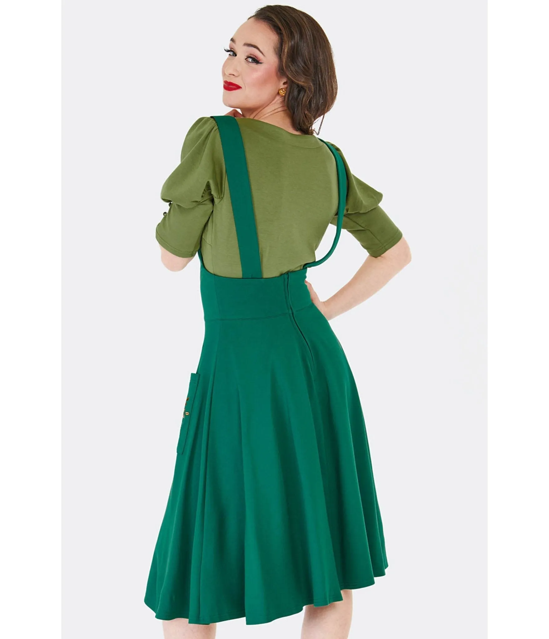 Voodoo Vixen Green Forest Fox Suspender Swing Skirt sold by Unique Vintage product image thumbnail 2