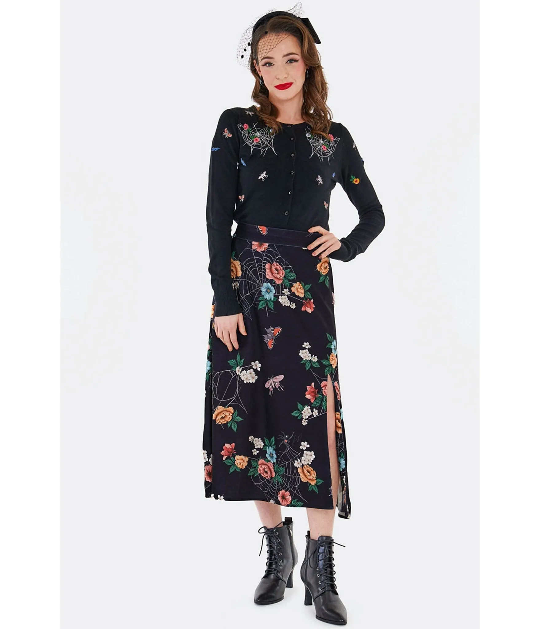 Voodoo Vixen Black Moth Embroidered Cardigan sold by Unique Vintage product image thumbnail 4