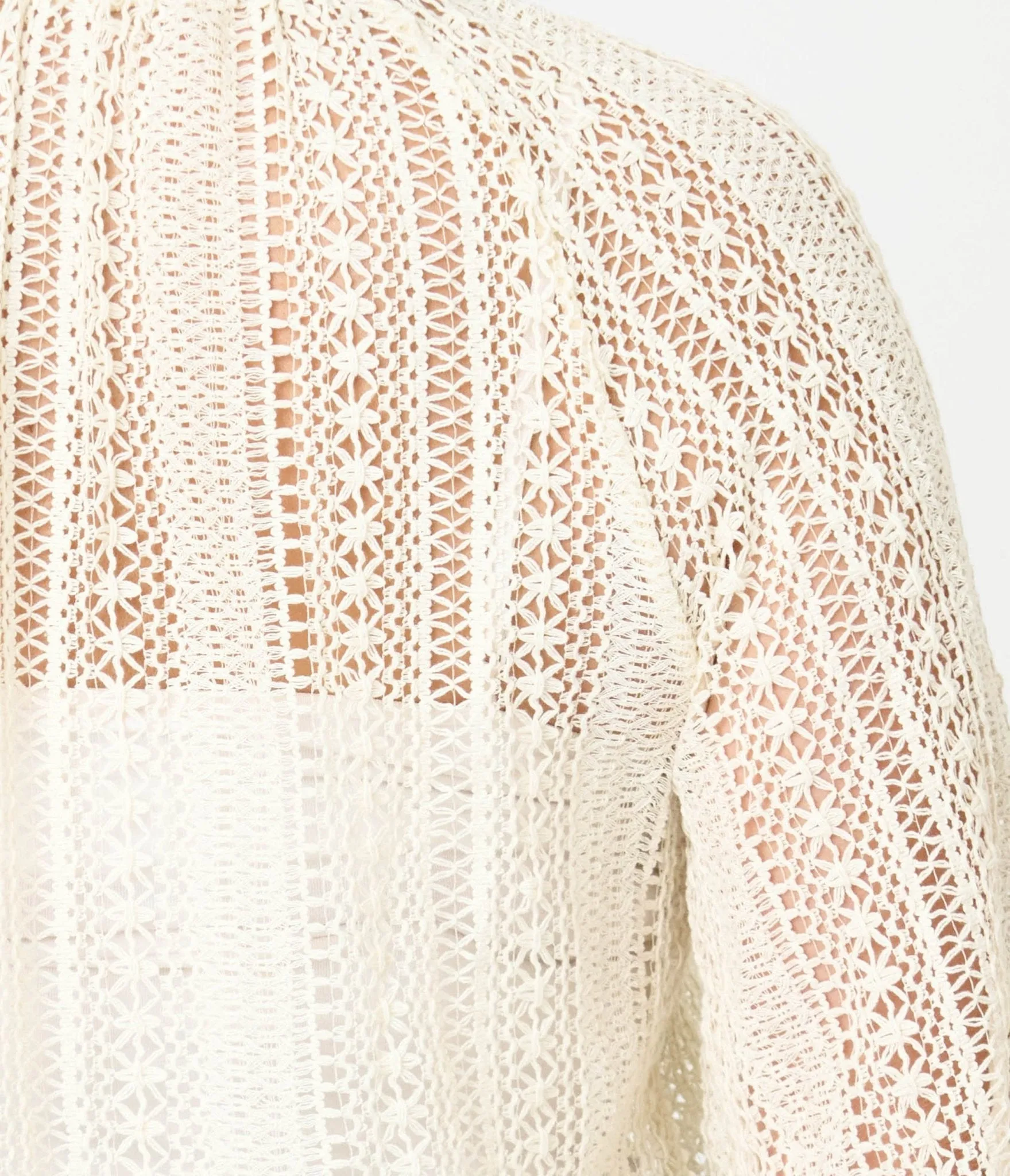 Cream Crochet Long Sleeve Blouse sold by Unique Vintage product image thumbnail 5