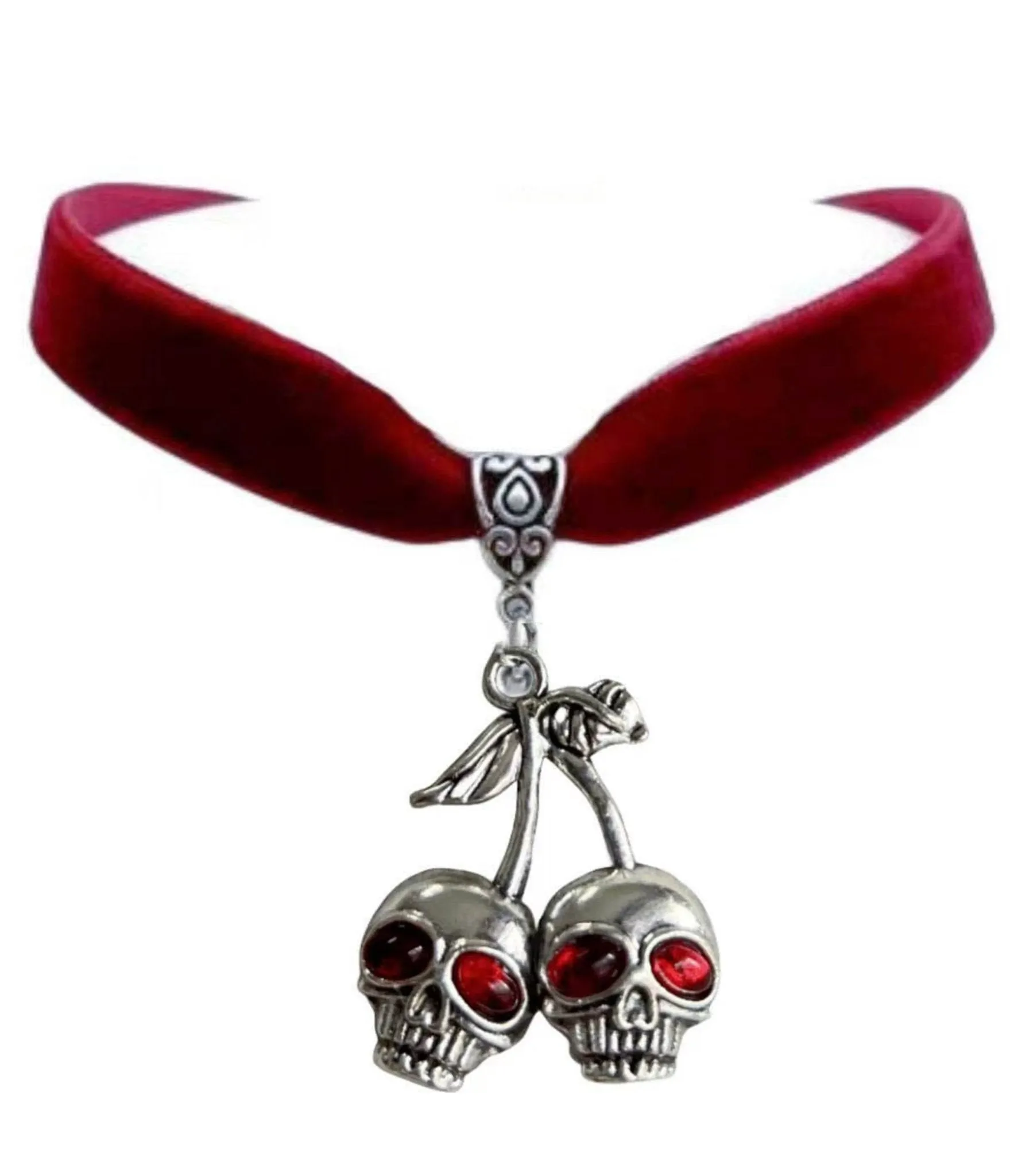 Skull Cherries Red Choker sold by Unique Vintage