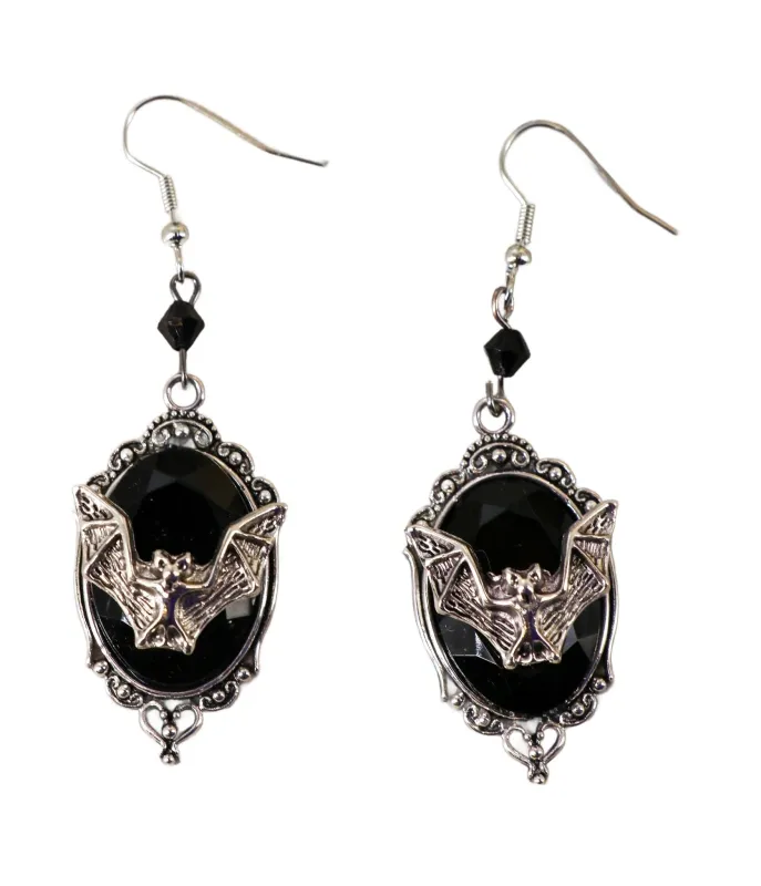 Bat Cameo Drop Earrings sold by Unique Vintage