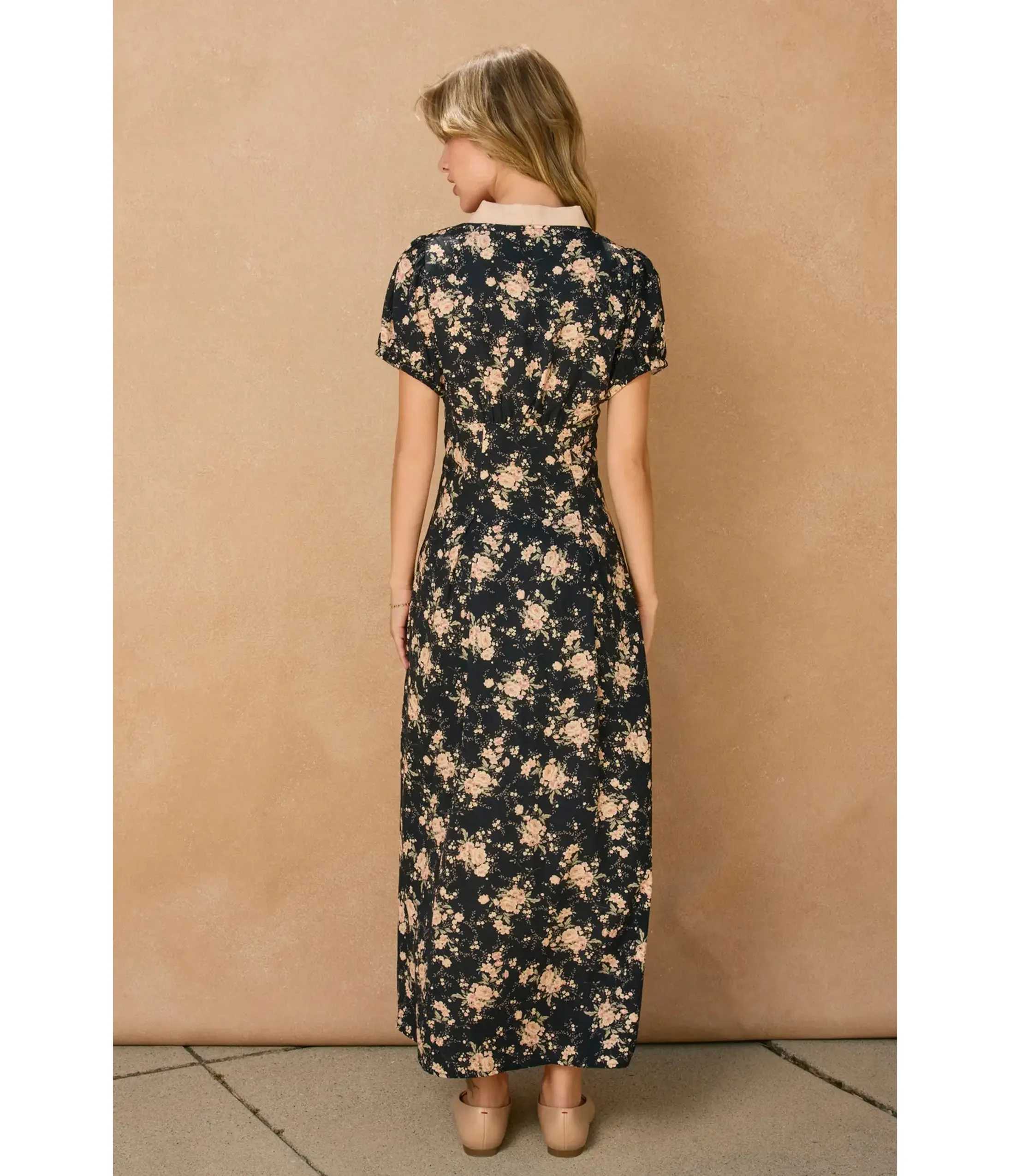 Black & Cream Floral Bow Maxi Dress sold by Unique Vintage product image thumbnail 2