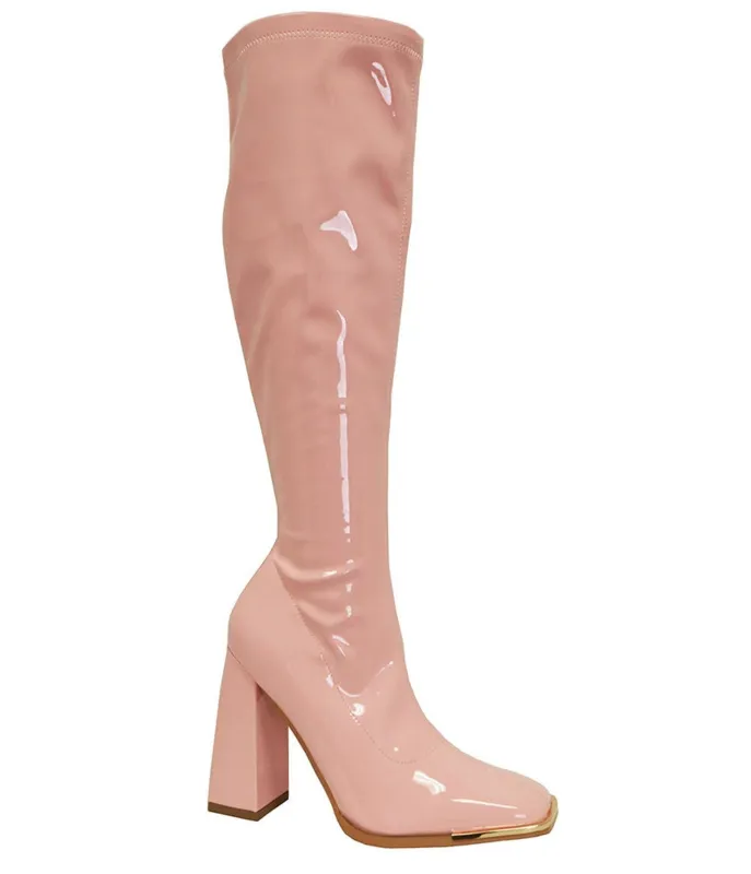 Light Pink Patent Gogo Boot sold by Unique Vintage