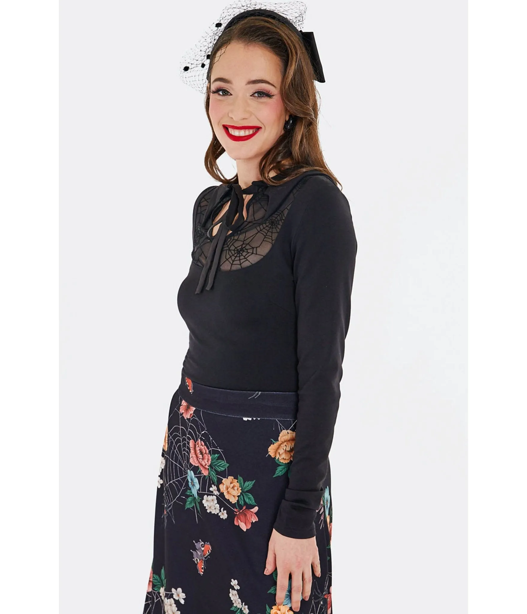Voodoo Vixen Black Bat Collar Web Lace Top sold by Unique Vintage product image thumbnail 3