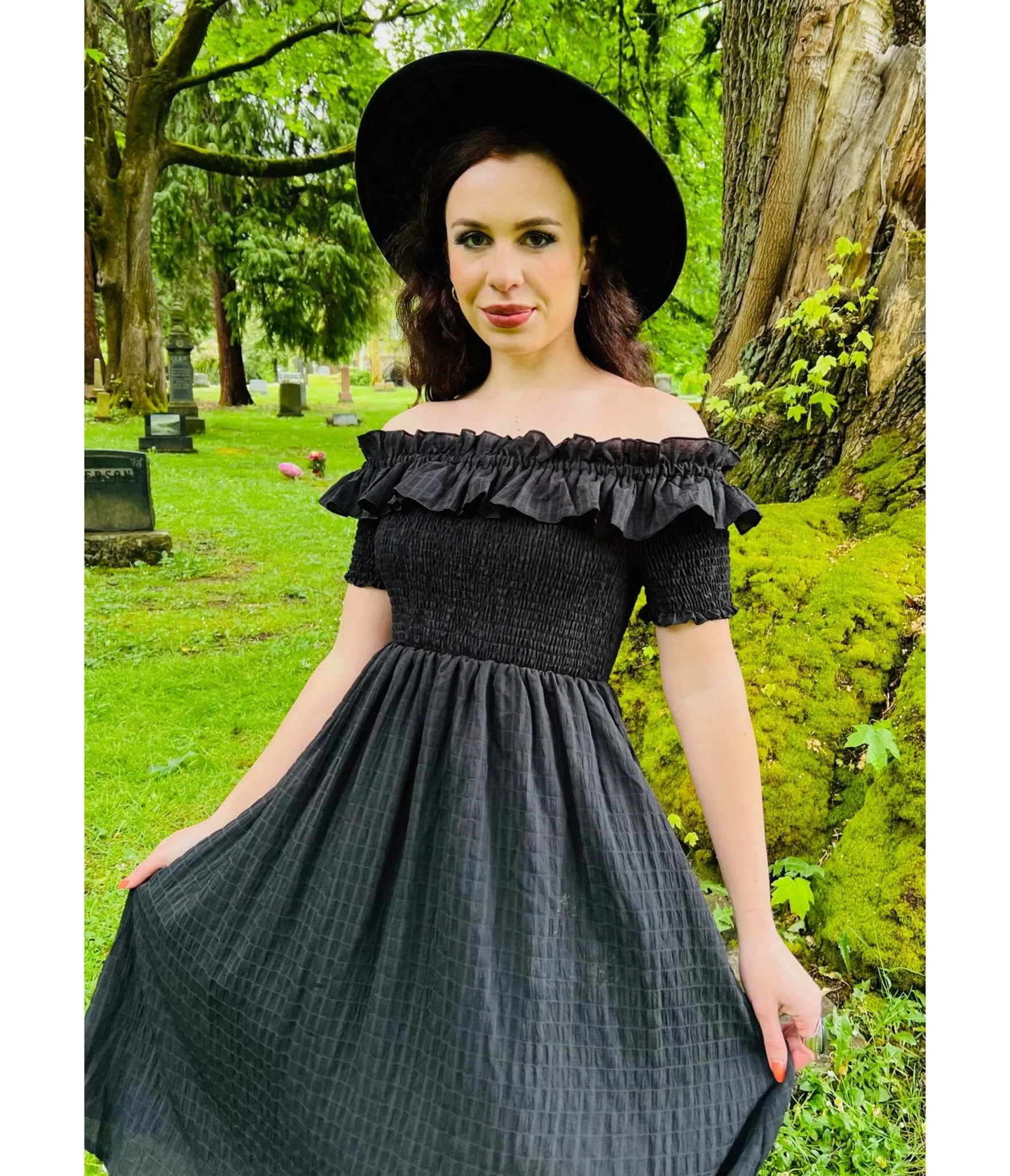 Witchwood Bags Black Plaid Cottage Swing Dress sold by Unique Vintage product image thumbnail 4