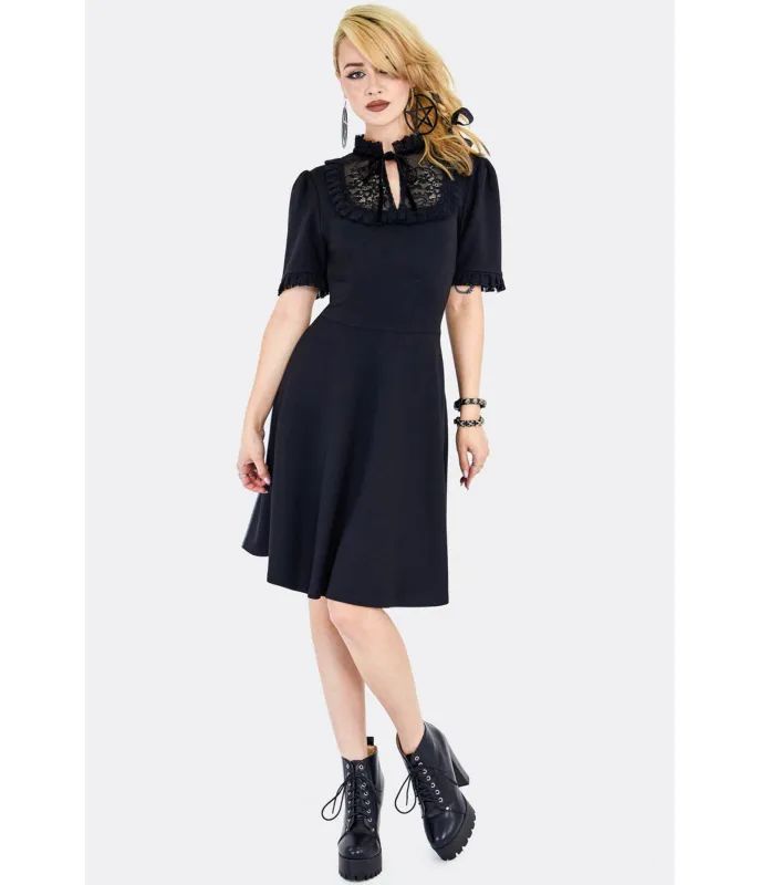 Voodoo Vixen Black Skater Mini Dress sold by Unique Vintage