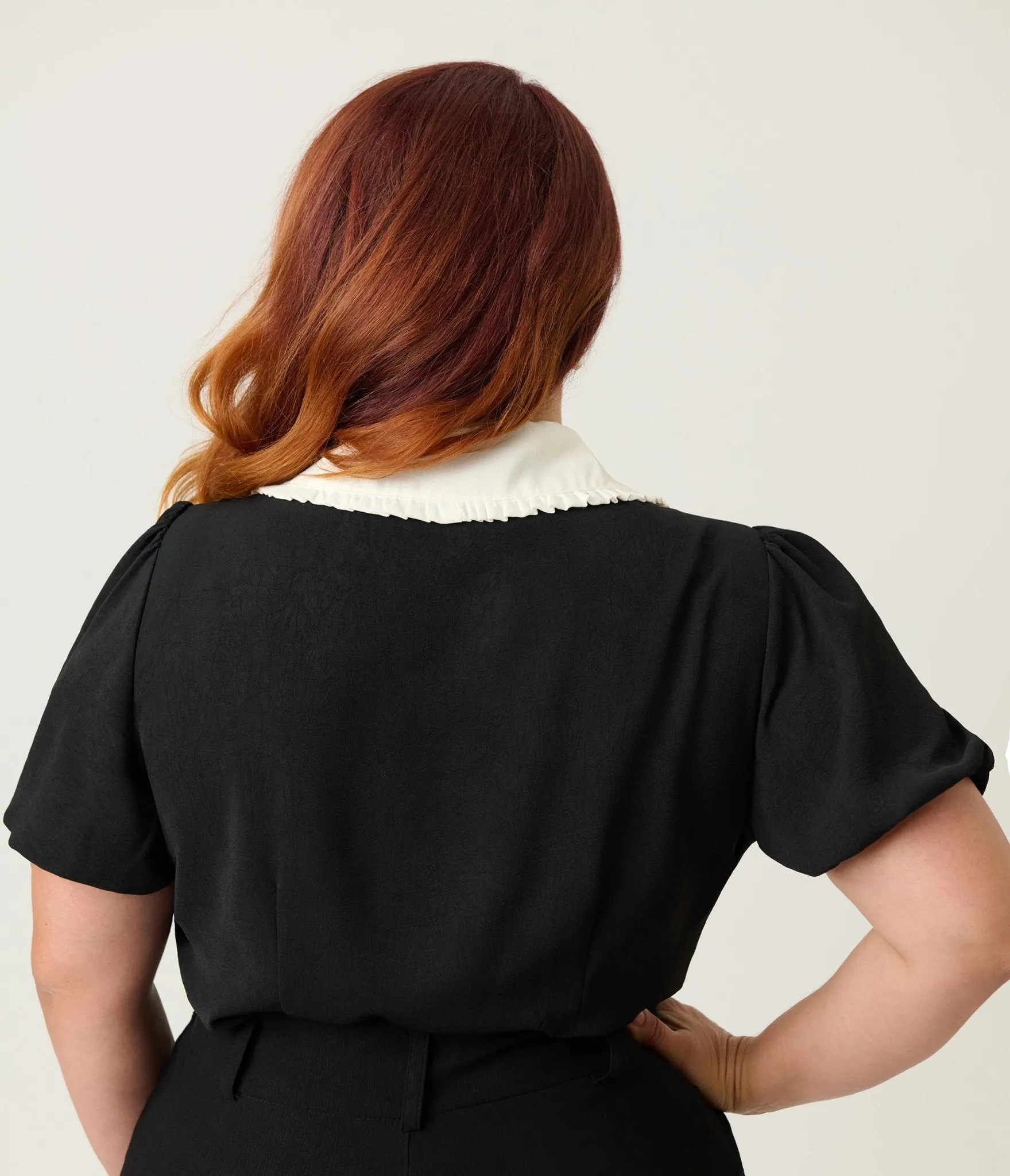 Unique Vintage Plus Size Black Pumpkin Embroidered Oversized Collar Blouse sold by Unique Vintage product image thumbnail 2