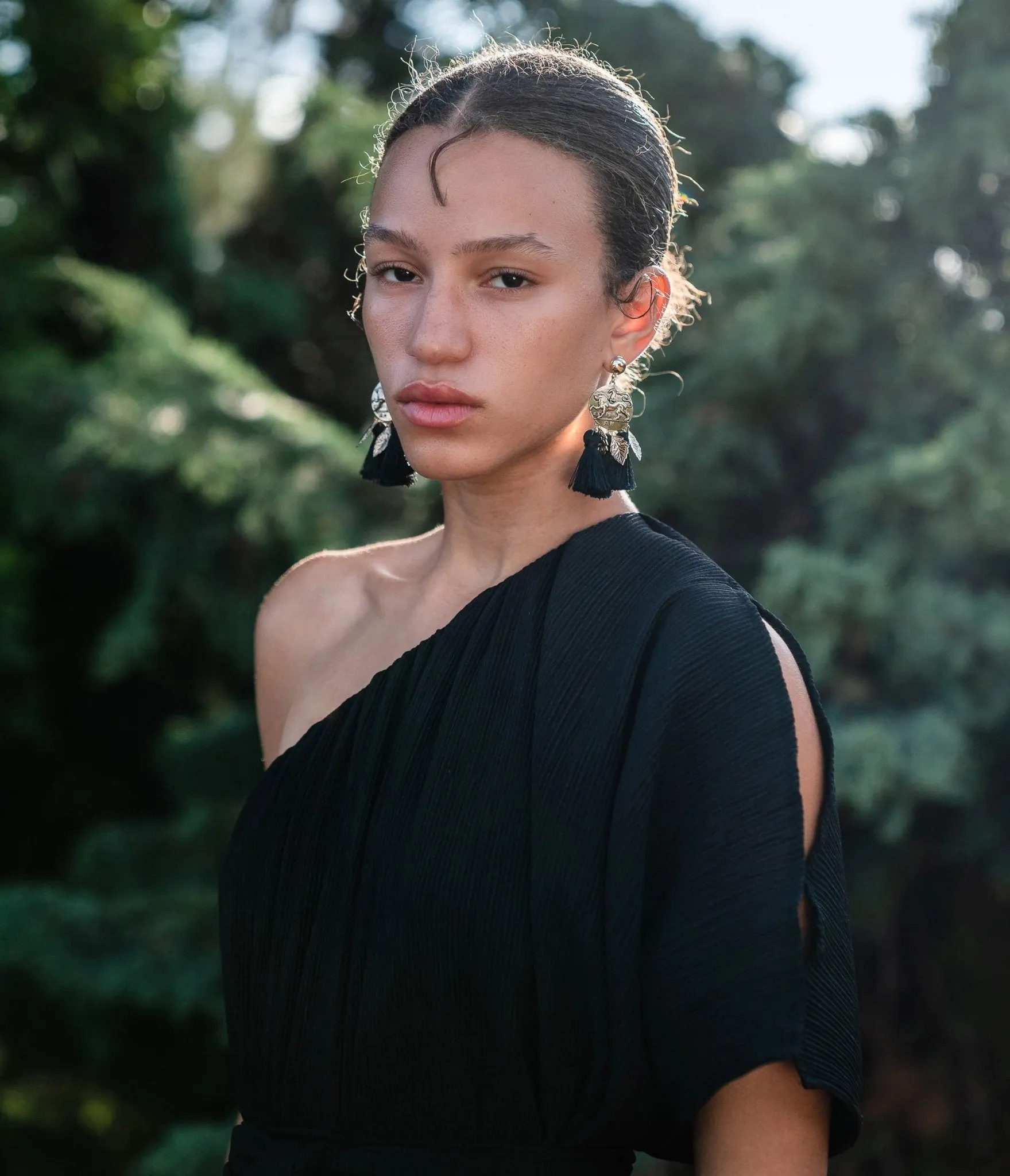 Jennafer Grace Black Pleated One Shoulder Maxi Dress sold by Unique Vintage product image thumbnail 5