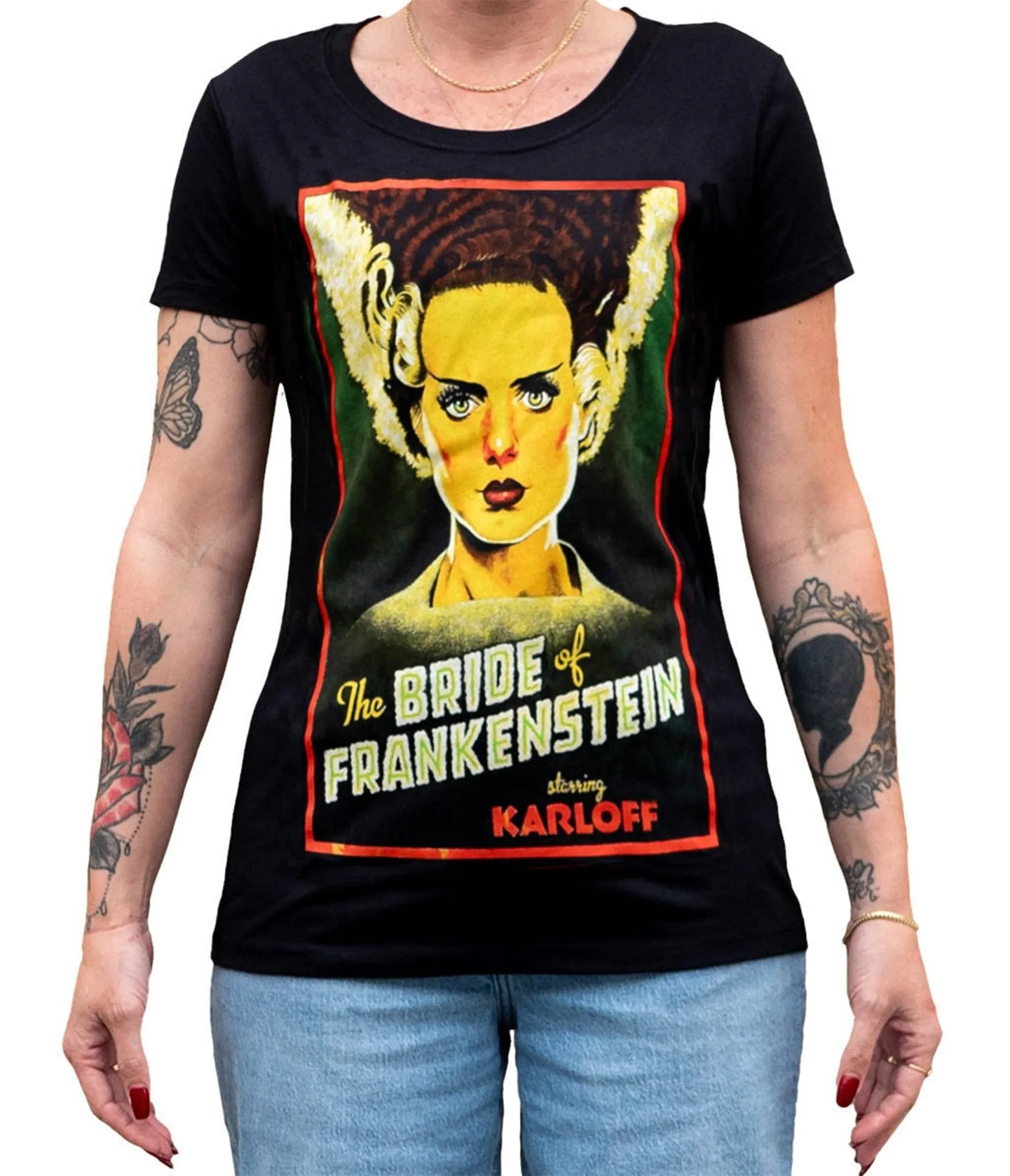 Bride of Frankenstein Movie Poster Fitted Graphic Tee sold by Unique Vintage product image thumbnail 2