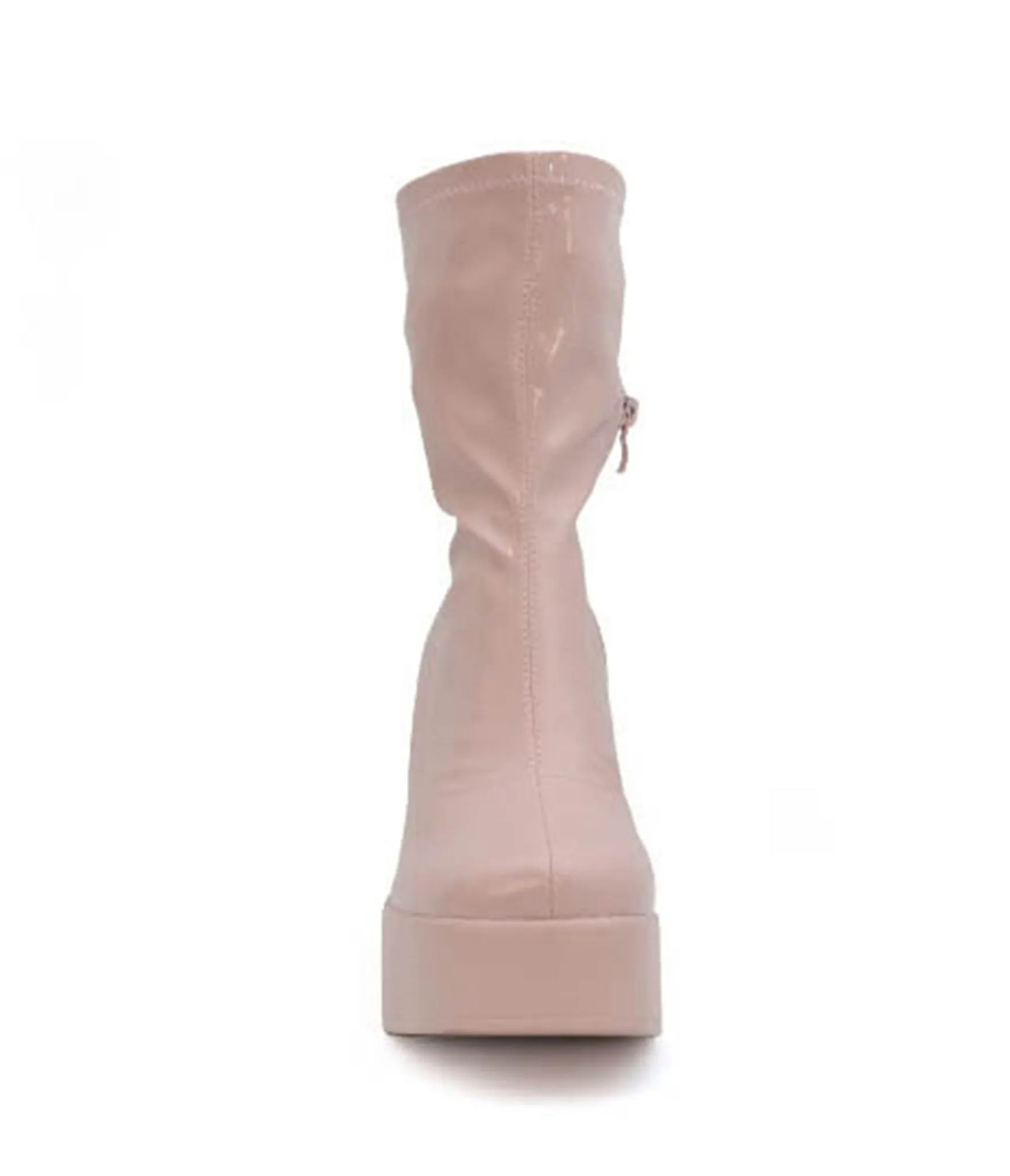 Blush Pink Patent Leatherette Platform Wedge Ankle Booties sold by Unique Vintage product image thumbnail 2
