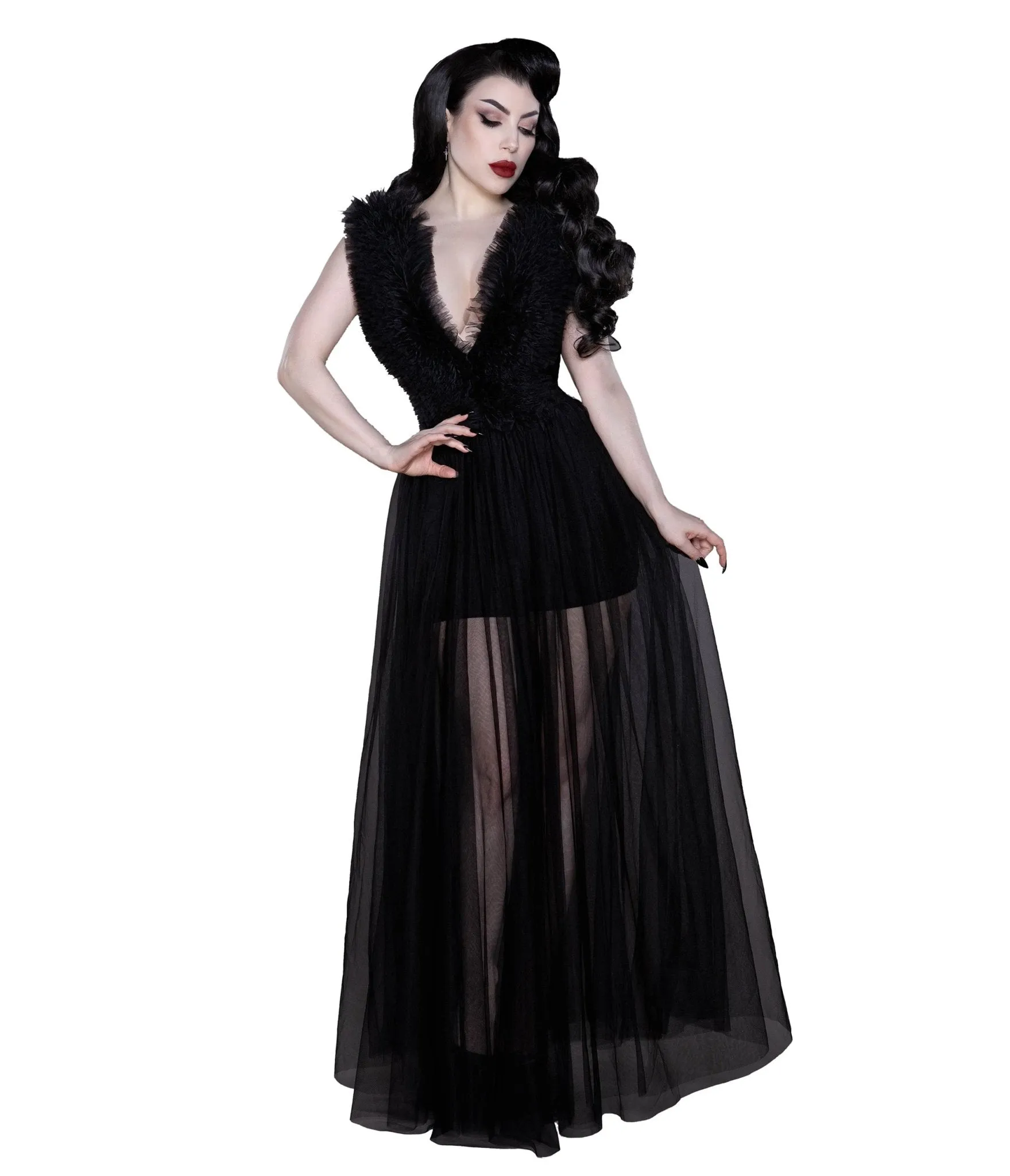 Weasel Wear Black Tulle Romper Gown sold by Unique Vintage