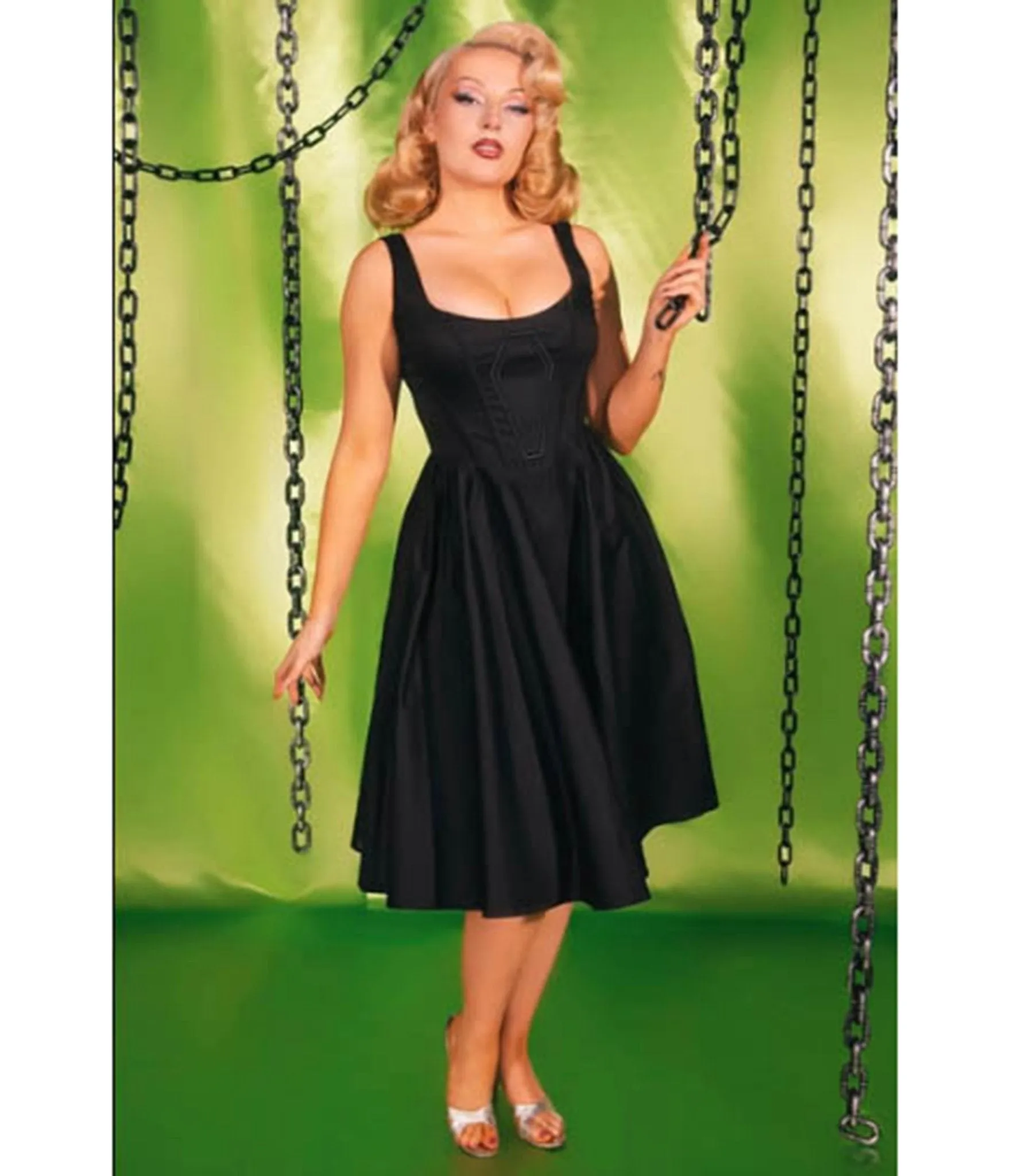 Weasel Wear Black Coffin Gabriela Swing Dress sold by Unique Vintage