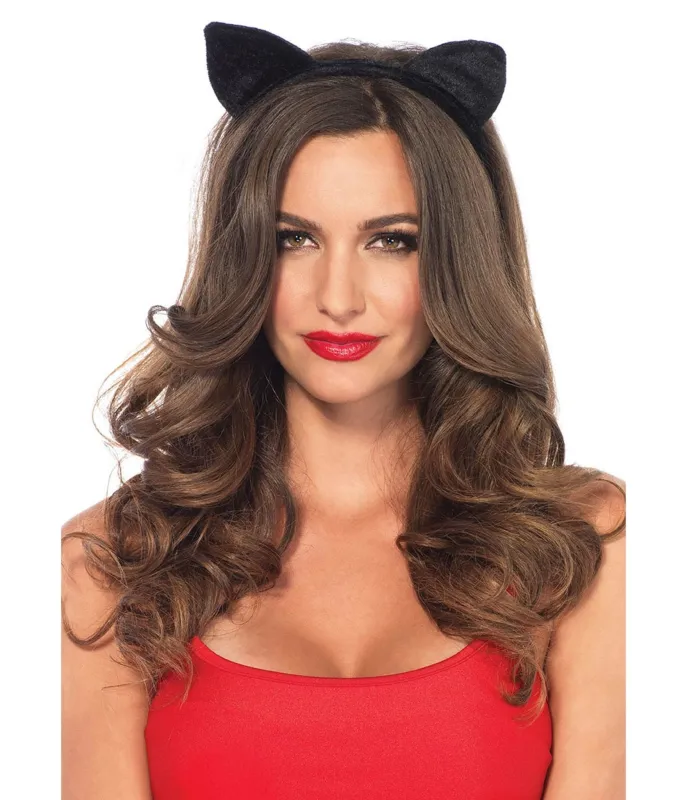 Leg Avenue Black Velvet Cat Ears Headband sold by Unique Vintage