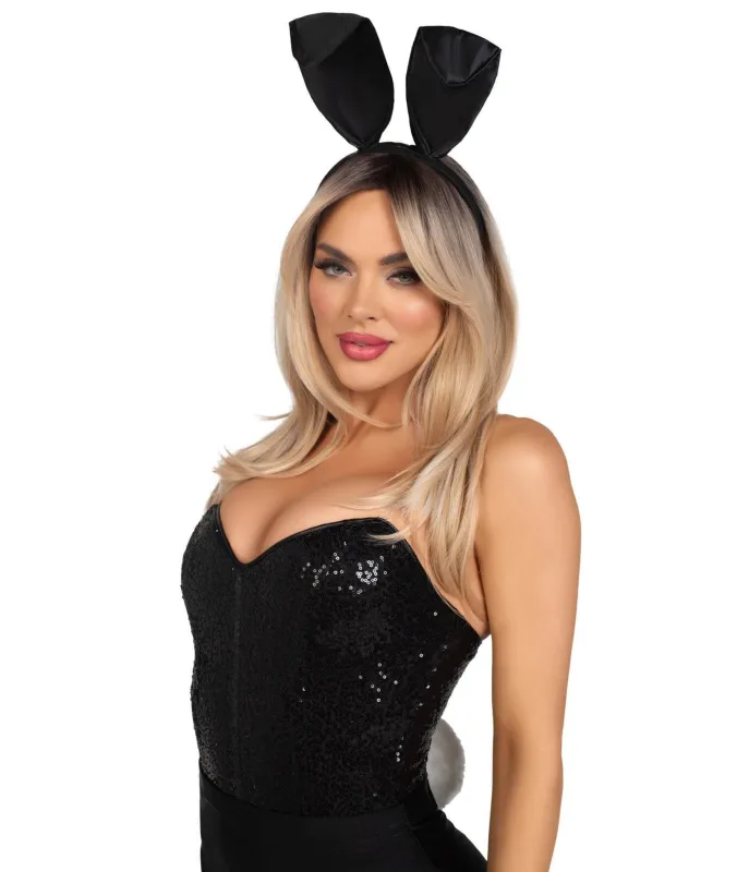 Black Ears & White Bunny Tail Costume Set sold by Unique Vintage