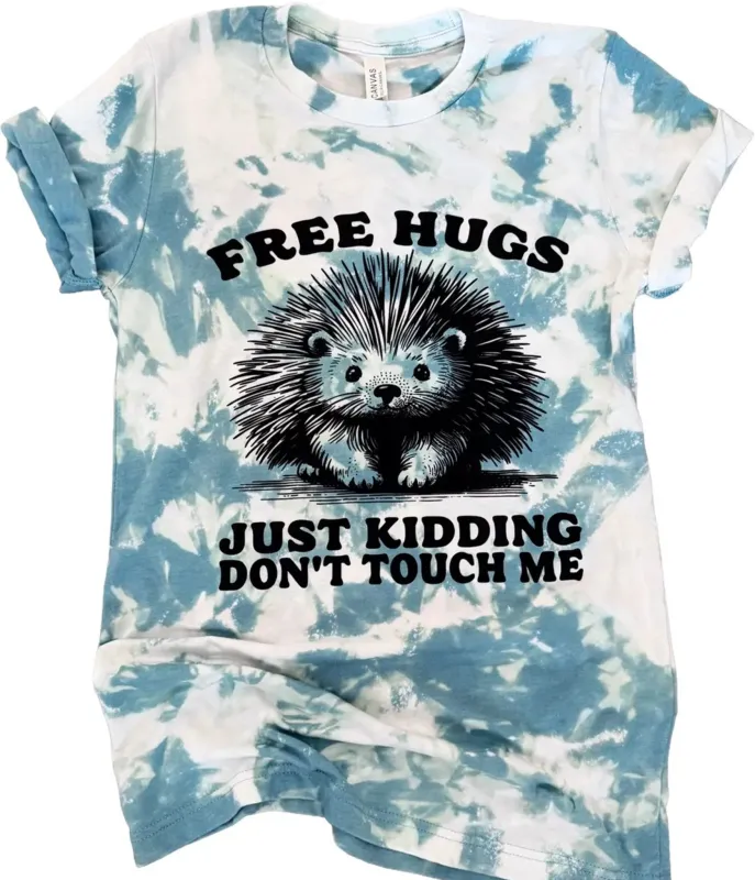 Free Hugs Just Kidding Porcupine Tie-Dye Tee sold by Unique Vintage