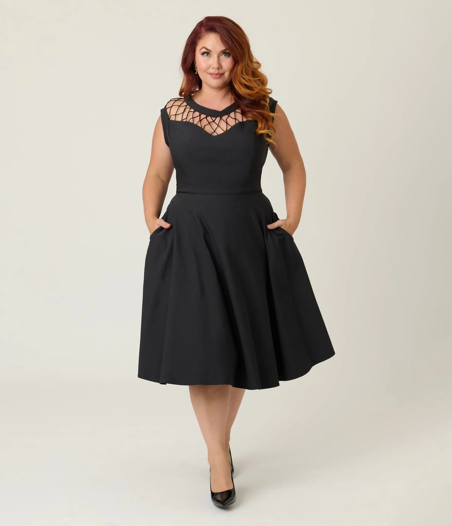 Unique Vintage Plus Size Black Diamond Cable Swing Dress sold by Unique Vintage product image thumbnail 3
