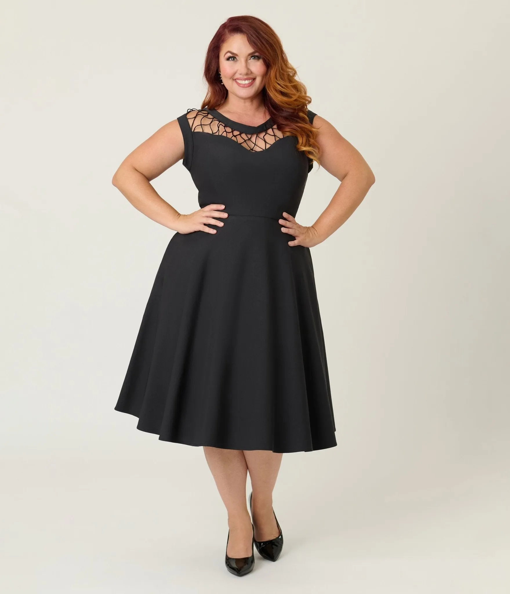 Unique Vintage Plus Size Black Diamond Cable Swing Dress sold by Unique Vintage product image thumbnail 4