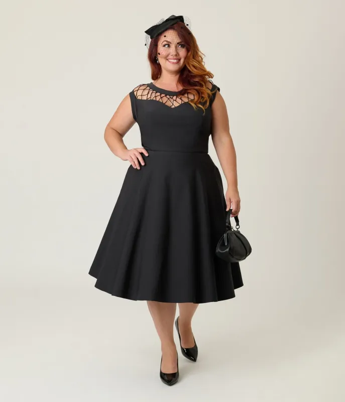 Unique Vintage Plus Size Black Diamond Cable Swing Dress sold by Unique Vintage