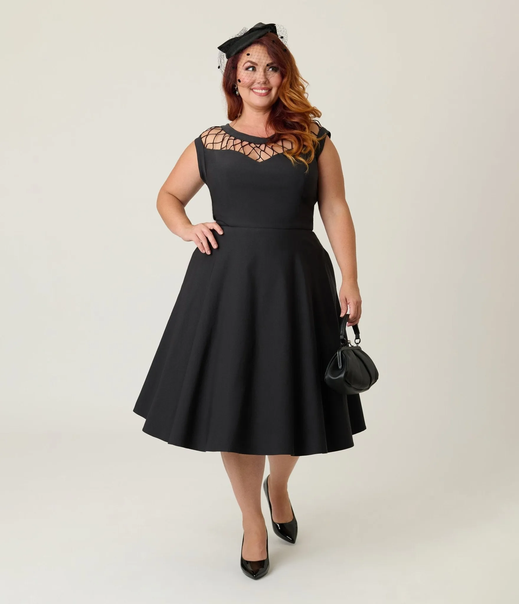 Unique Vintage Plus Size Black Diamond Cable Swing Dress sold by Unique Vintage