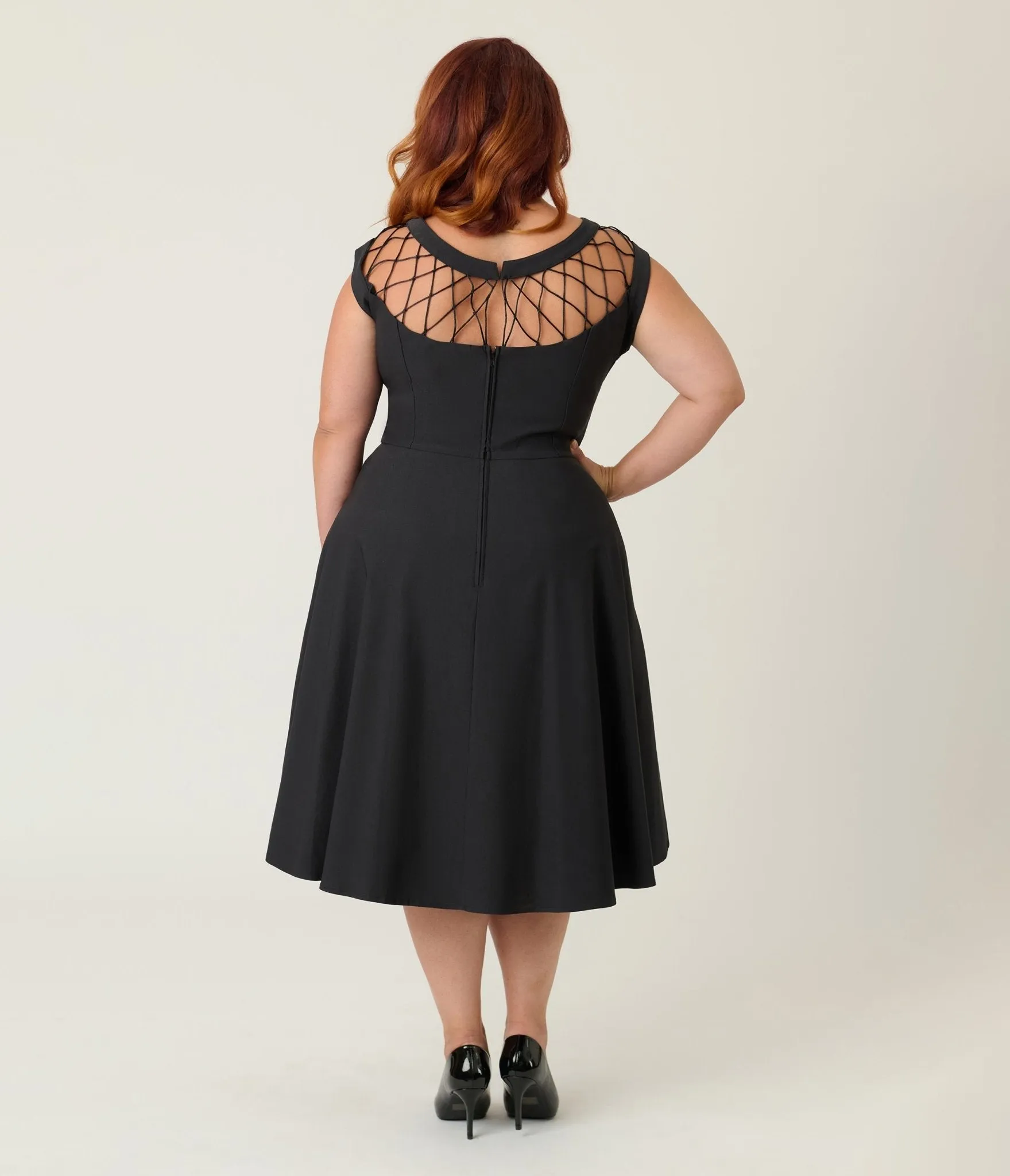Unique Vintage Plus Size Black Diamond Cable Swing Dress sold by Unique Vintage product image thumbnail 2