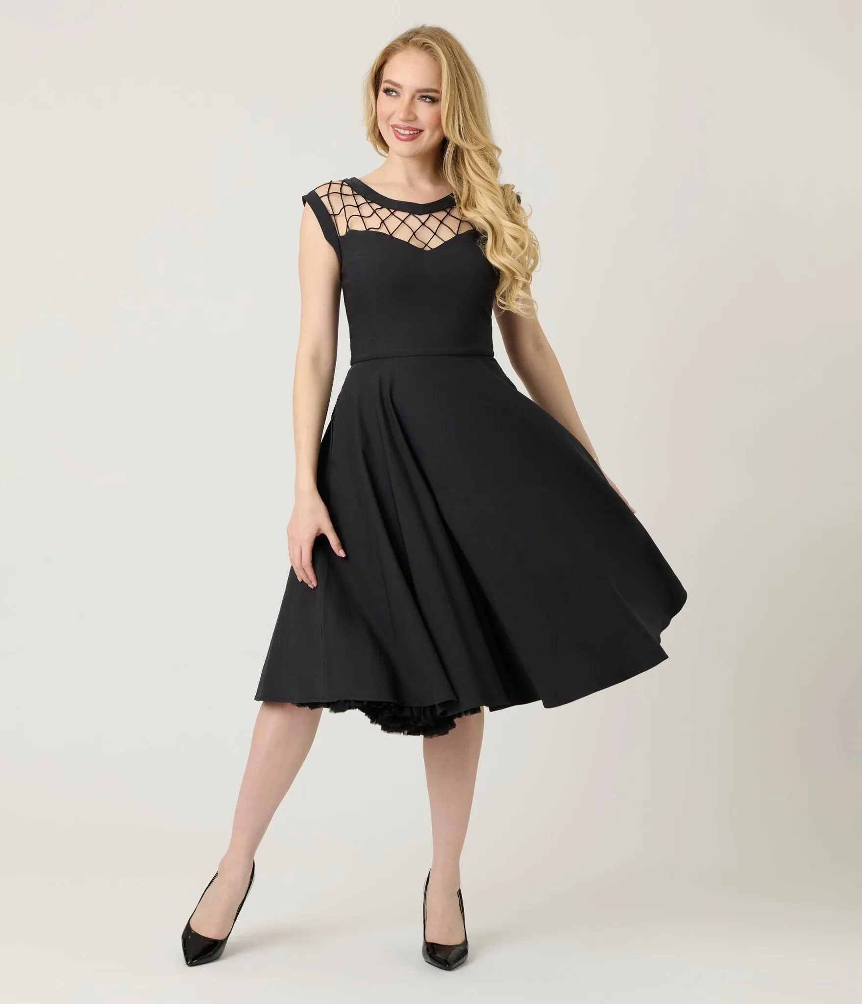 Unique Vintage Black Diamond Cable Swing Dress sold by Unique Vintage