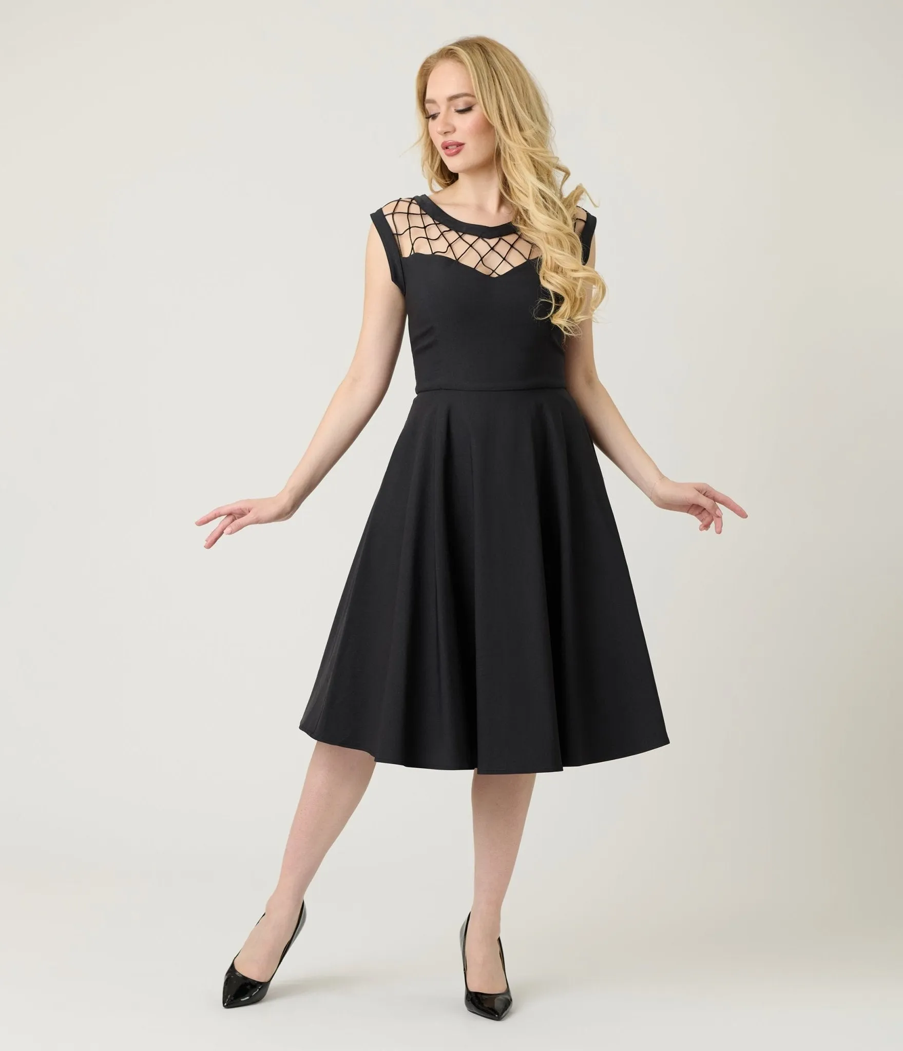 Unique Vintage Black Diamond Cable Swing Dress sold by Unique Vintage product image thumbnail 3