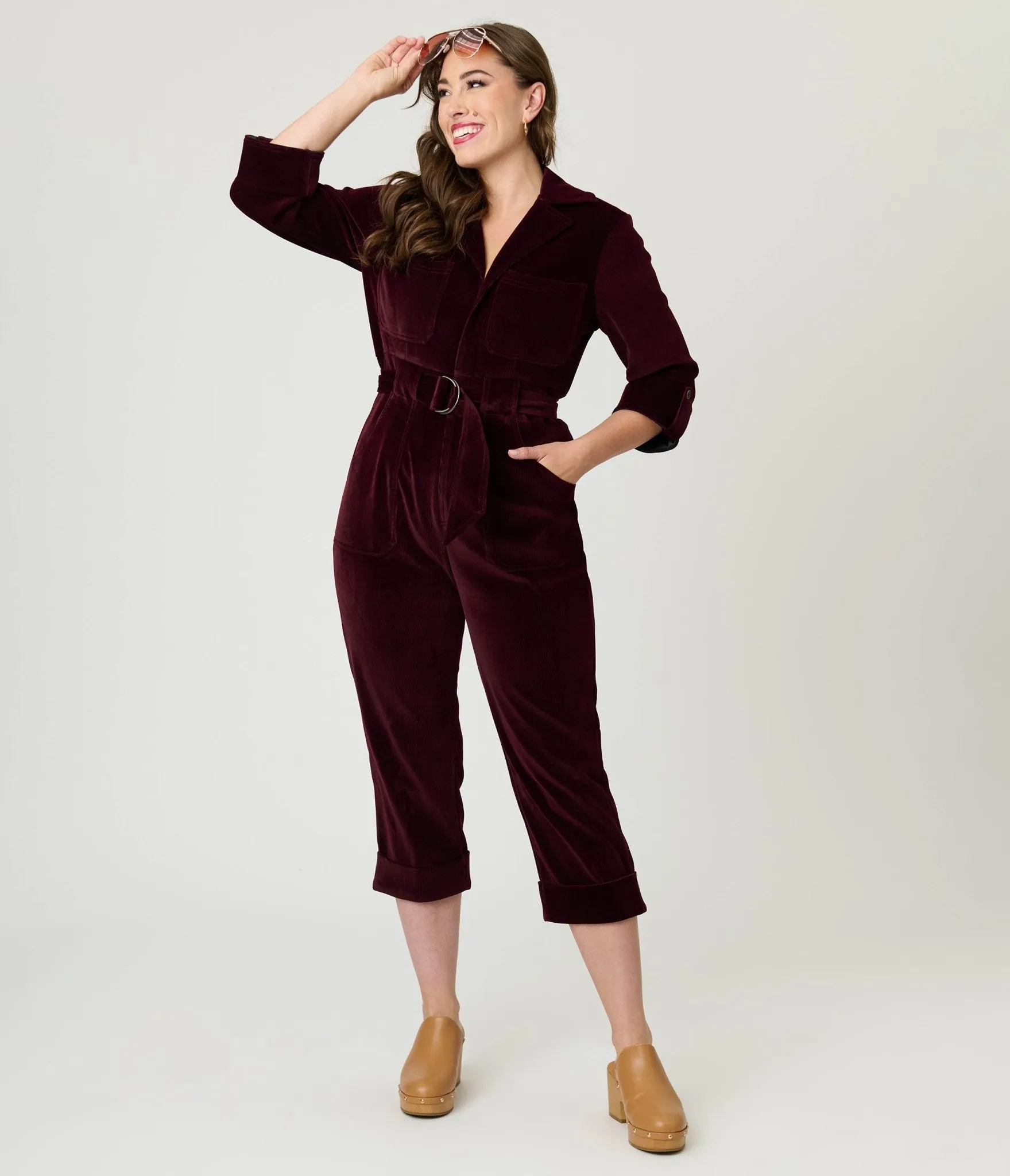 Unique Vintage Burgundy Corduroy Trixie Jumpsuit sold by Unique Vintage product image thumbnail 4